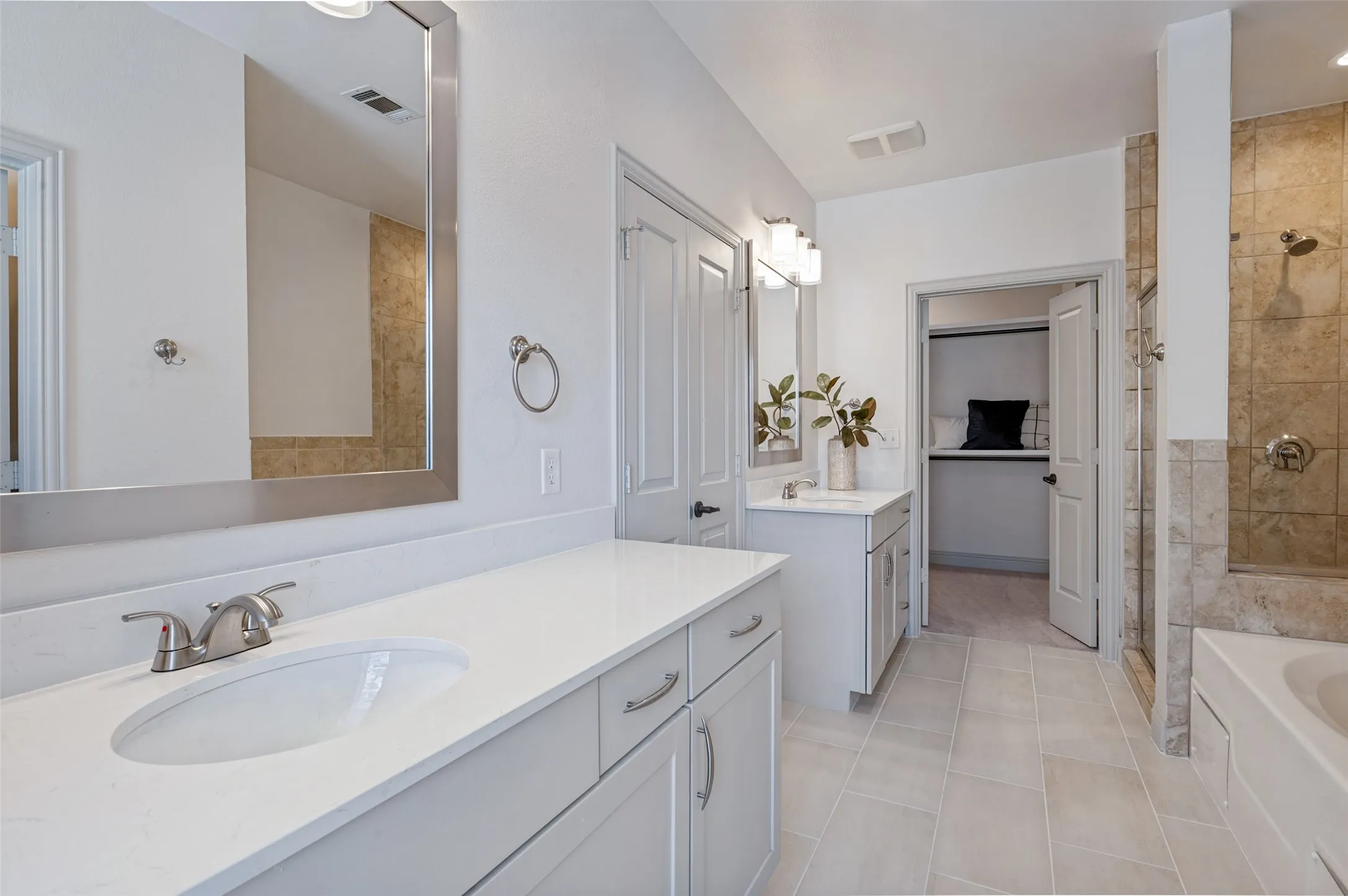 Double vanities and generous closet