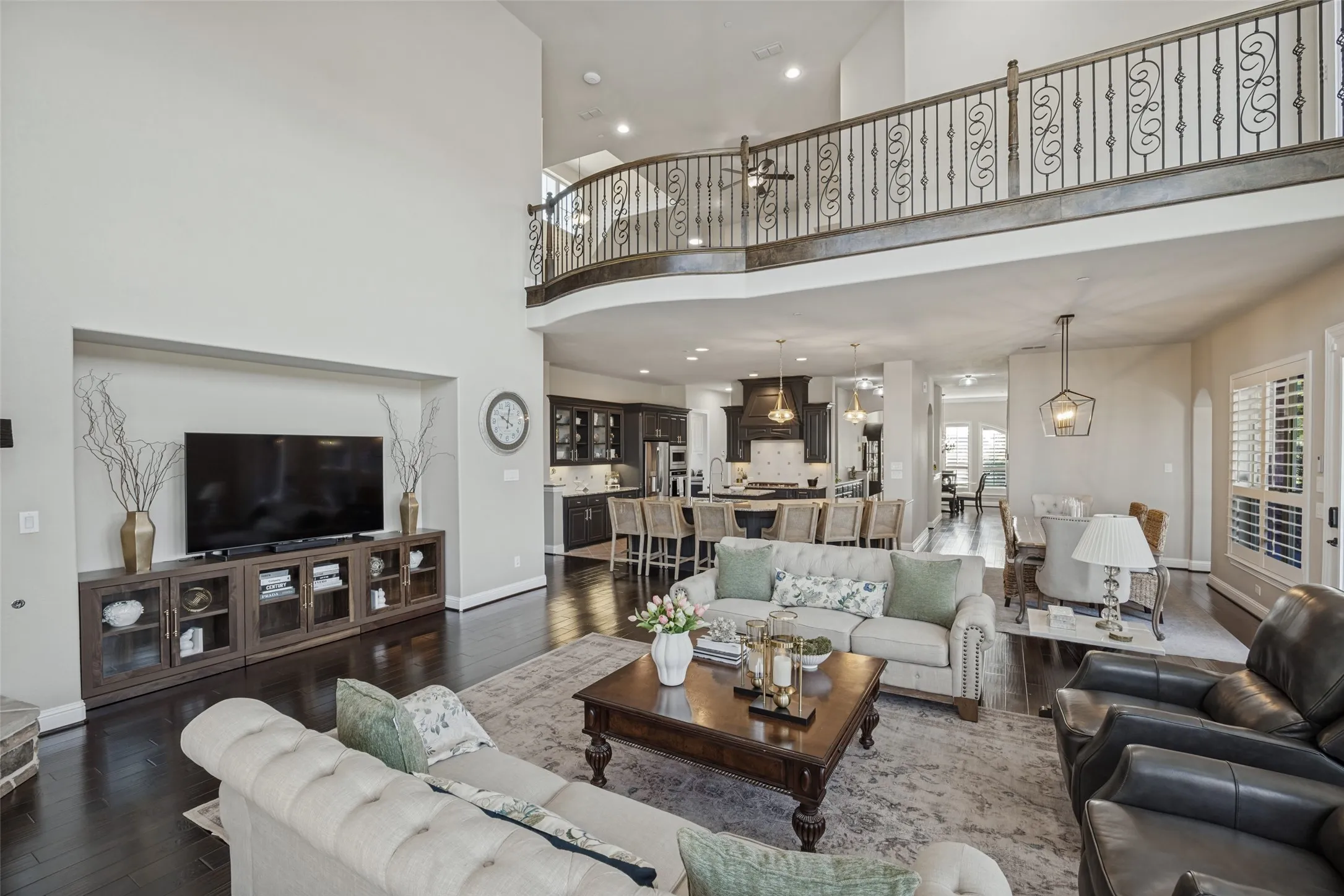 Catwalk to loft game room up and balcony