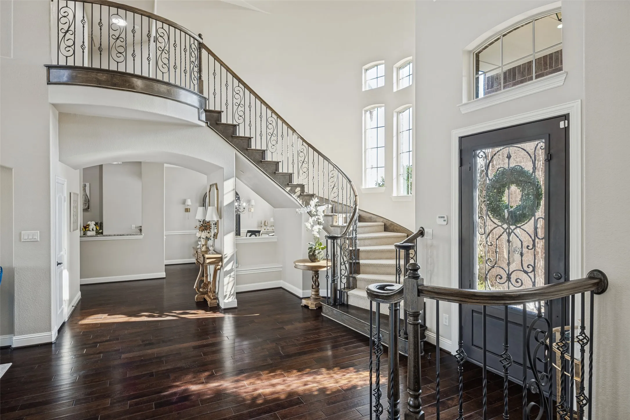 Grand entrance with spiral staircase