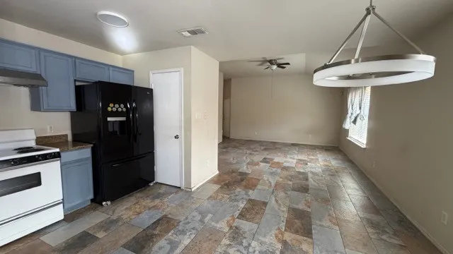 Kitchen and living room view