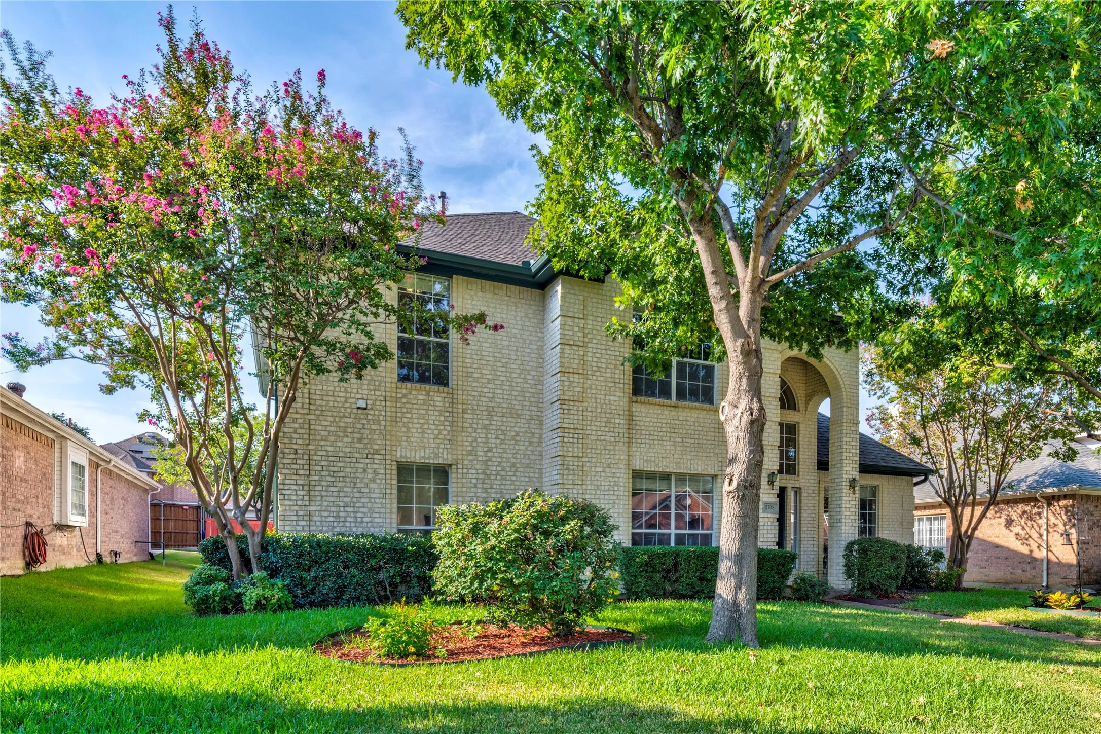 A little color in the front of the home adds a little contrast.....