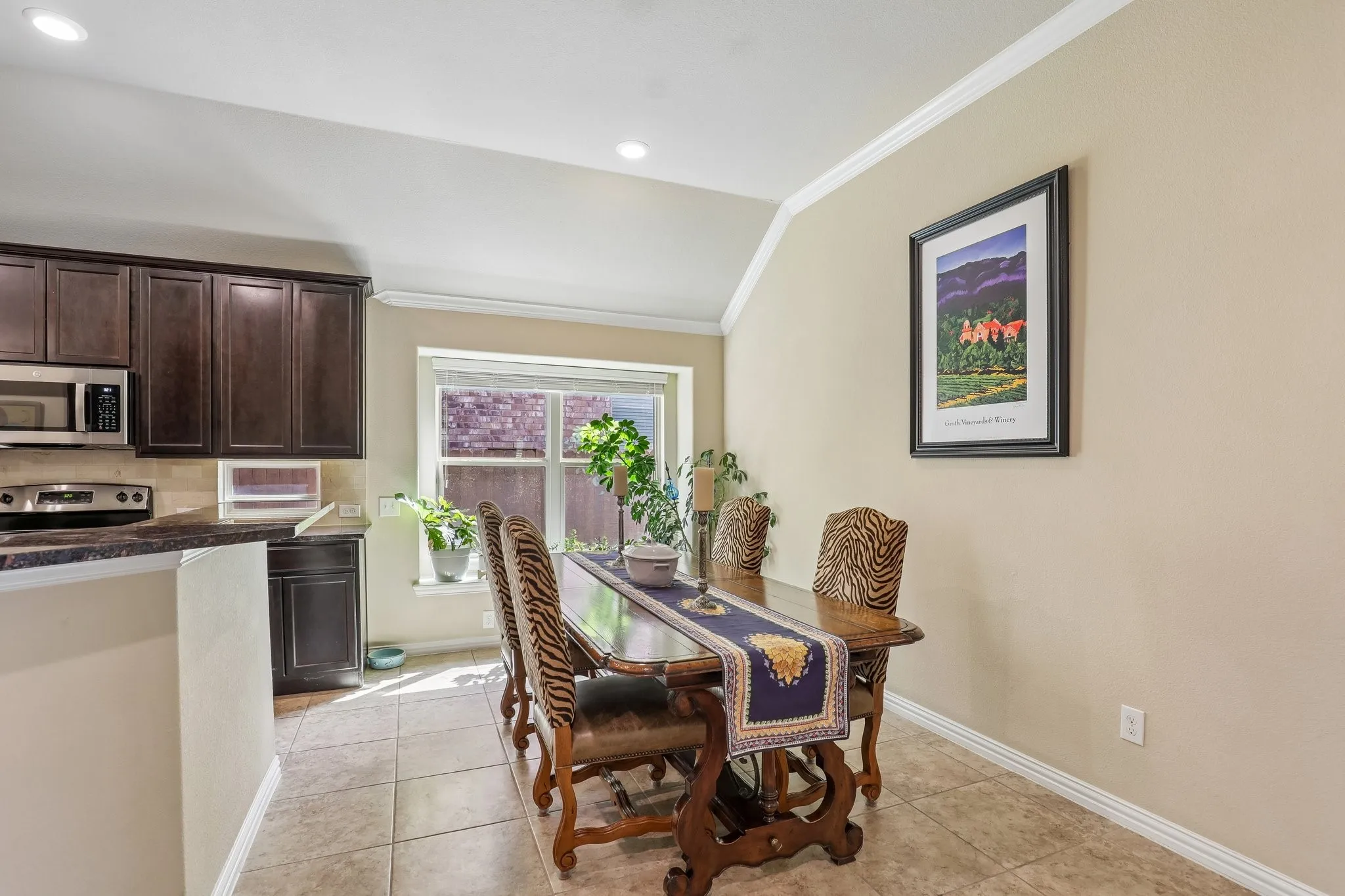 Dining room with natural light.