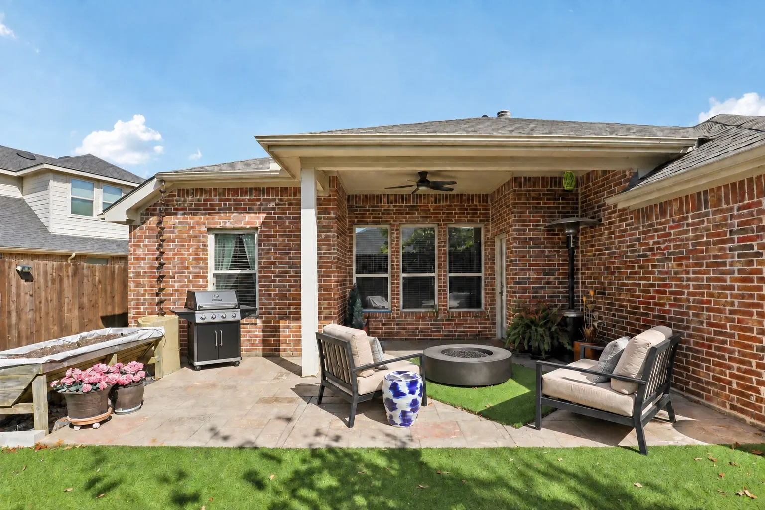 Covered back patio.