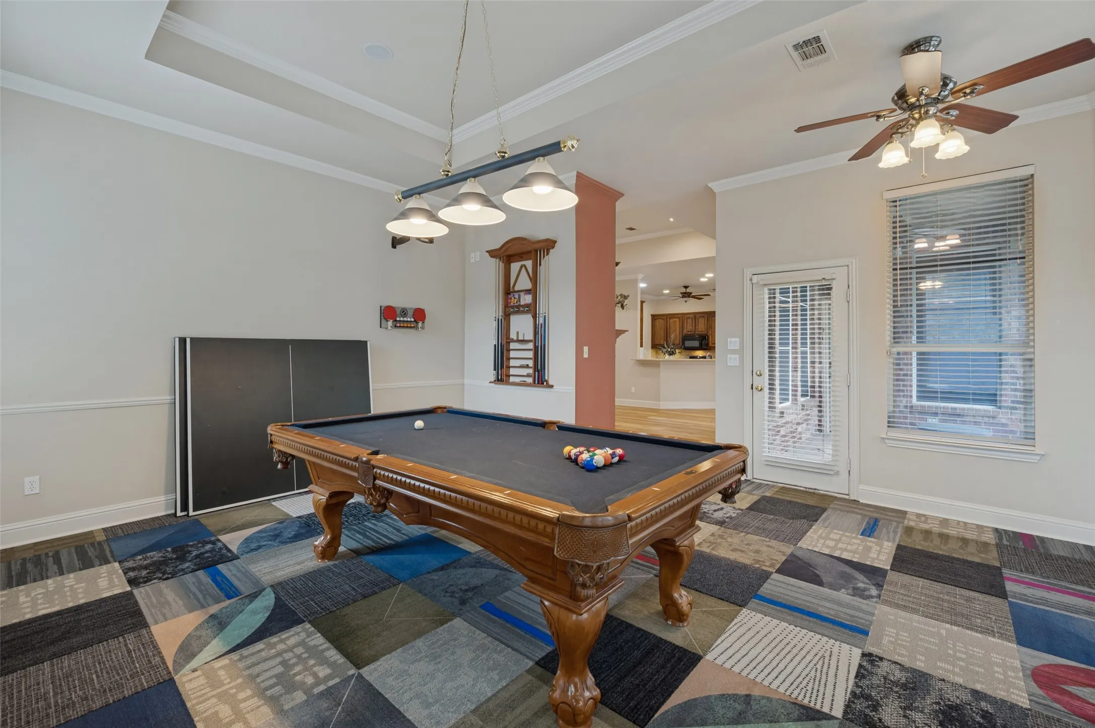 Game room with space for a pool table and card table!
