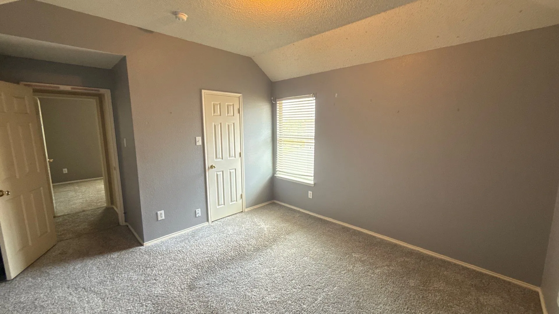 Vaulted ceiling with textured finish