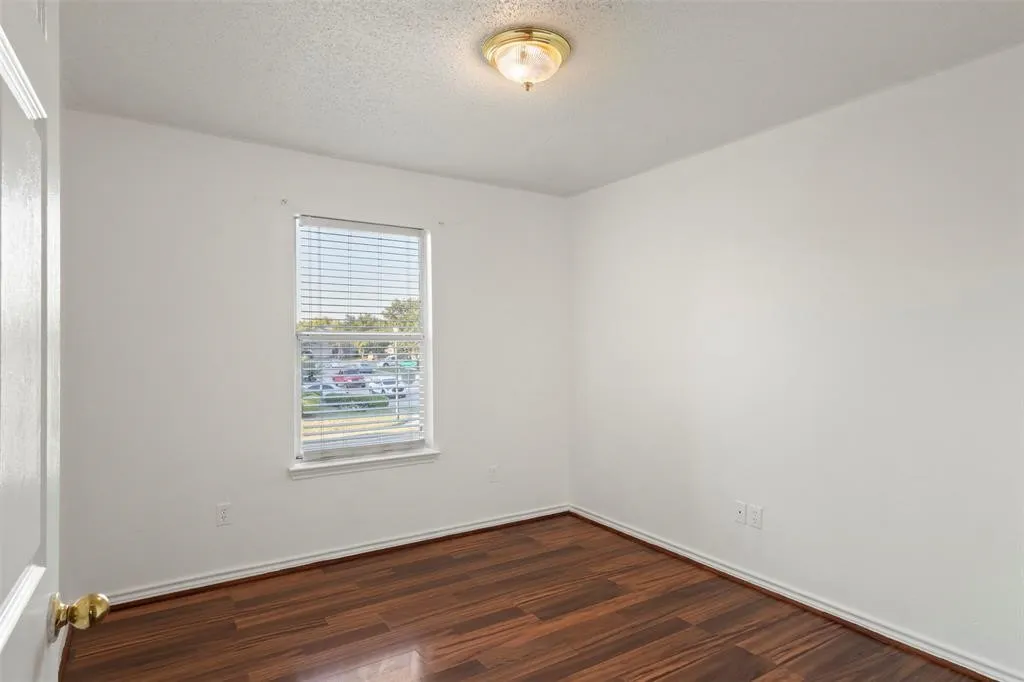 Wood-finish flooring with white trim