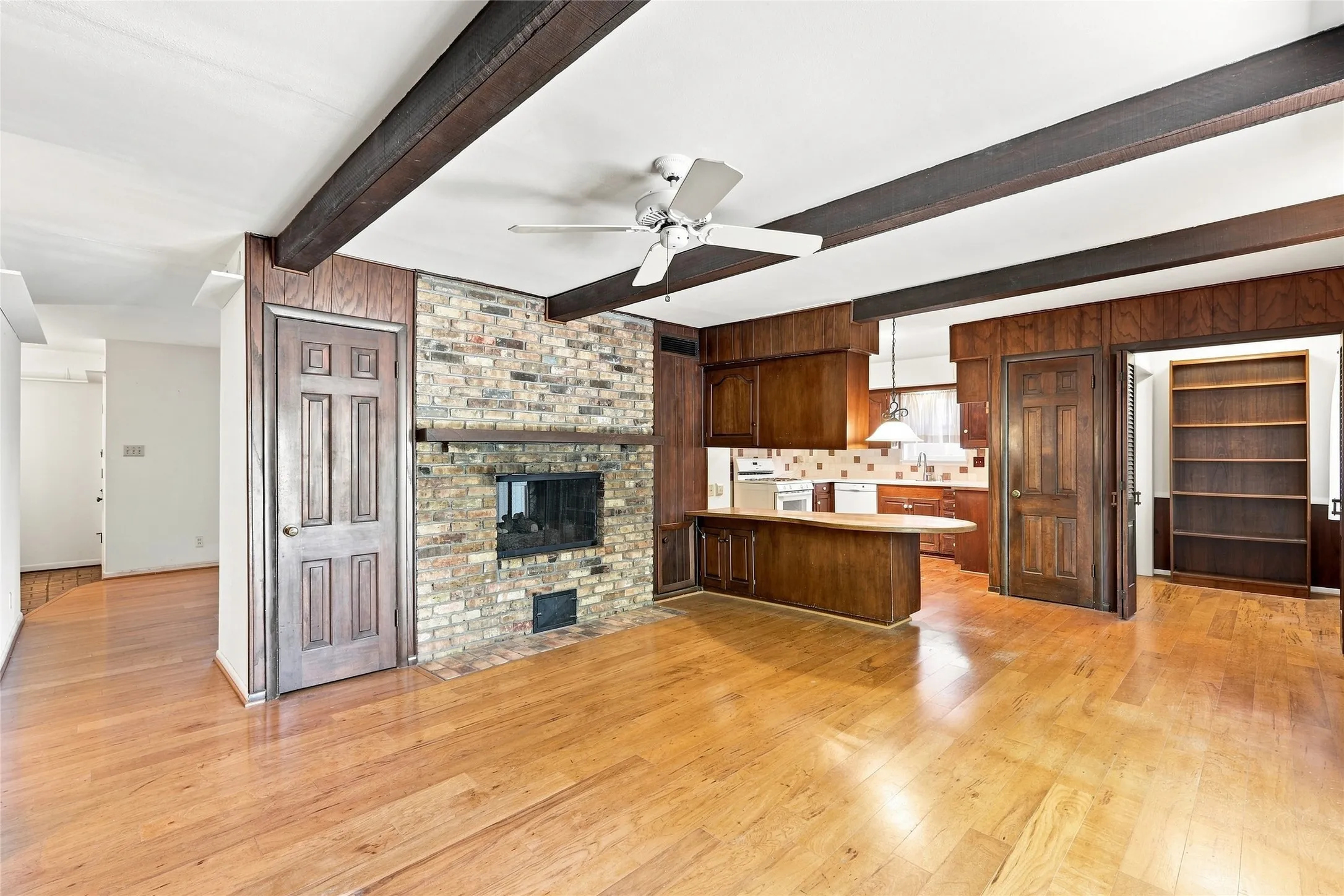 The Details!  Wood Beams, Flooring & Paneling