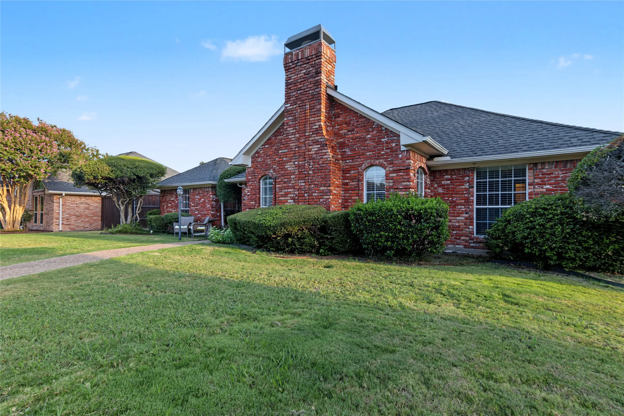 Brick exterior with prominent chimney