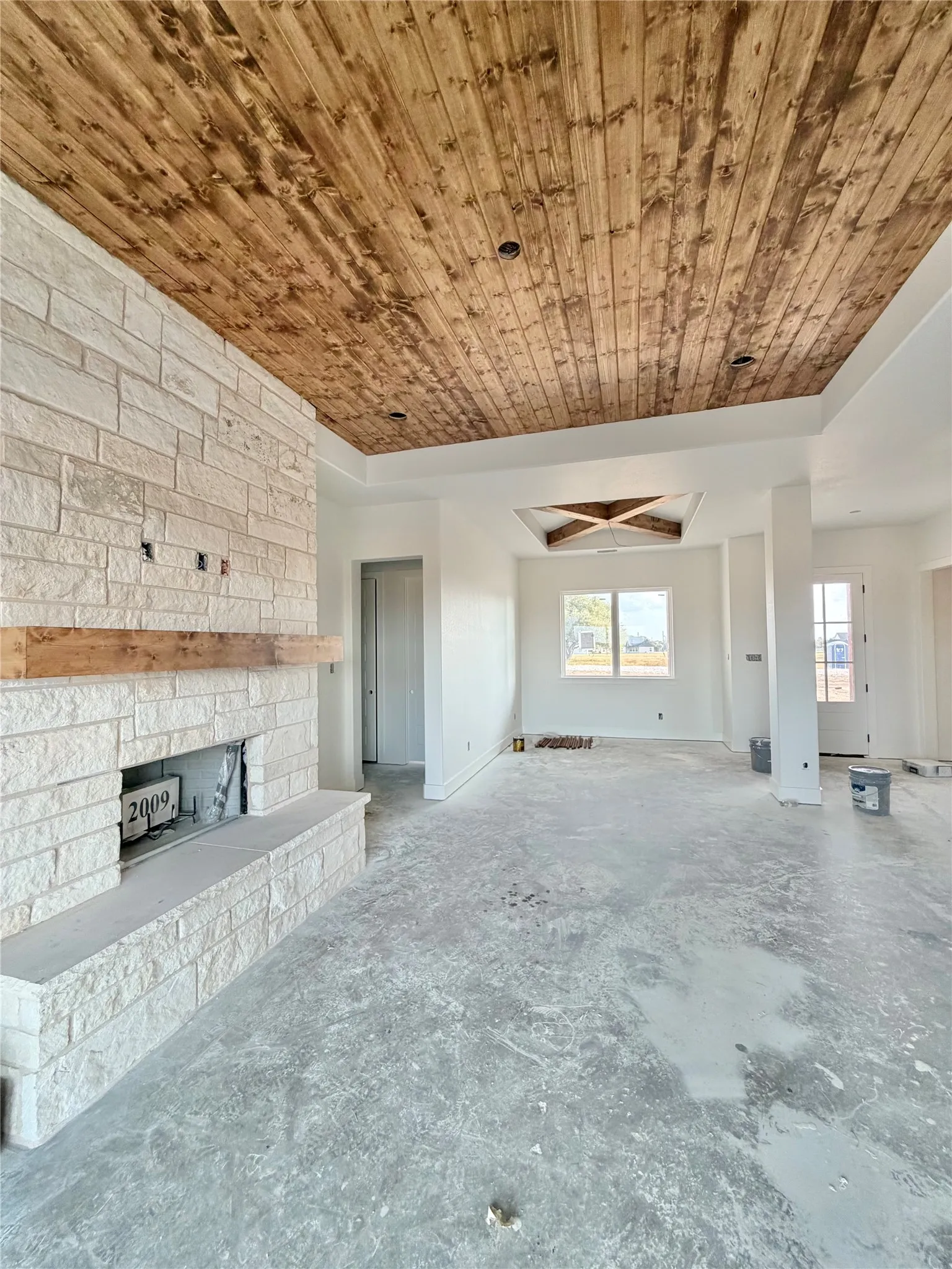 Notice ceiling in dining and in living!