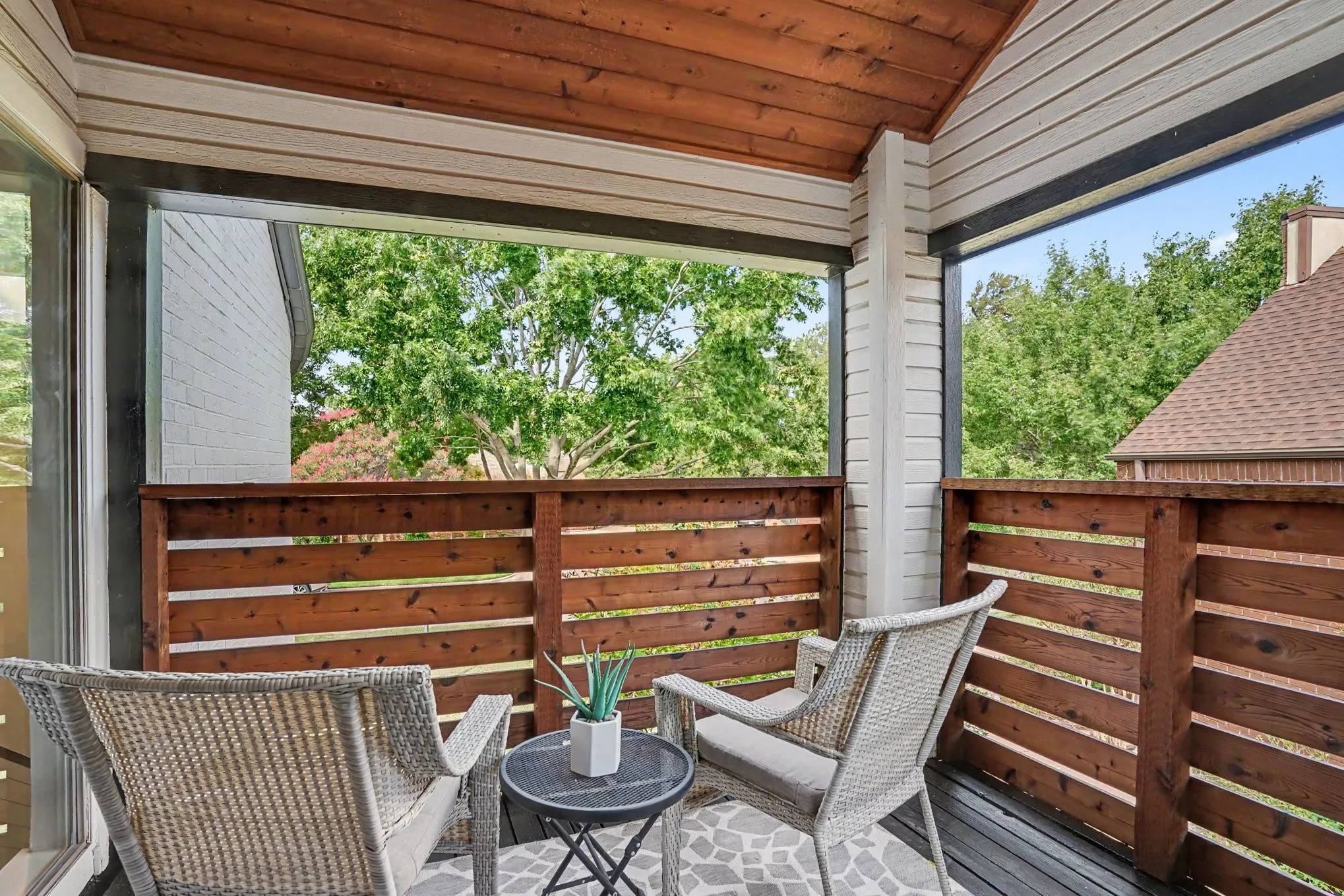 Balcony off guest room at front of house