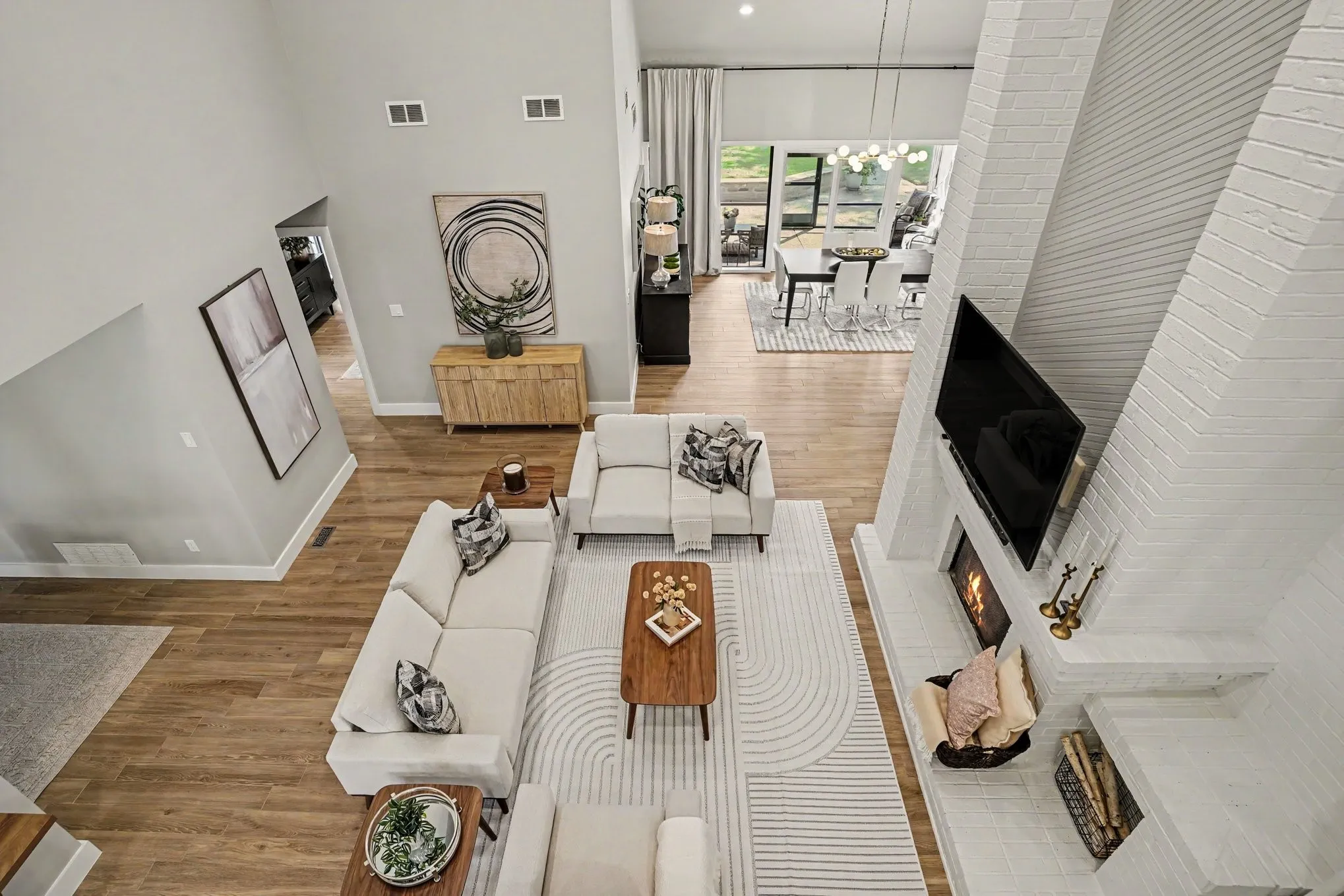 Living room from upstairs hallway