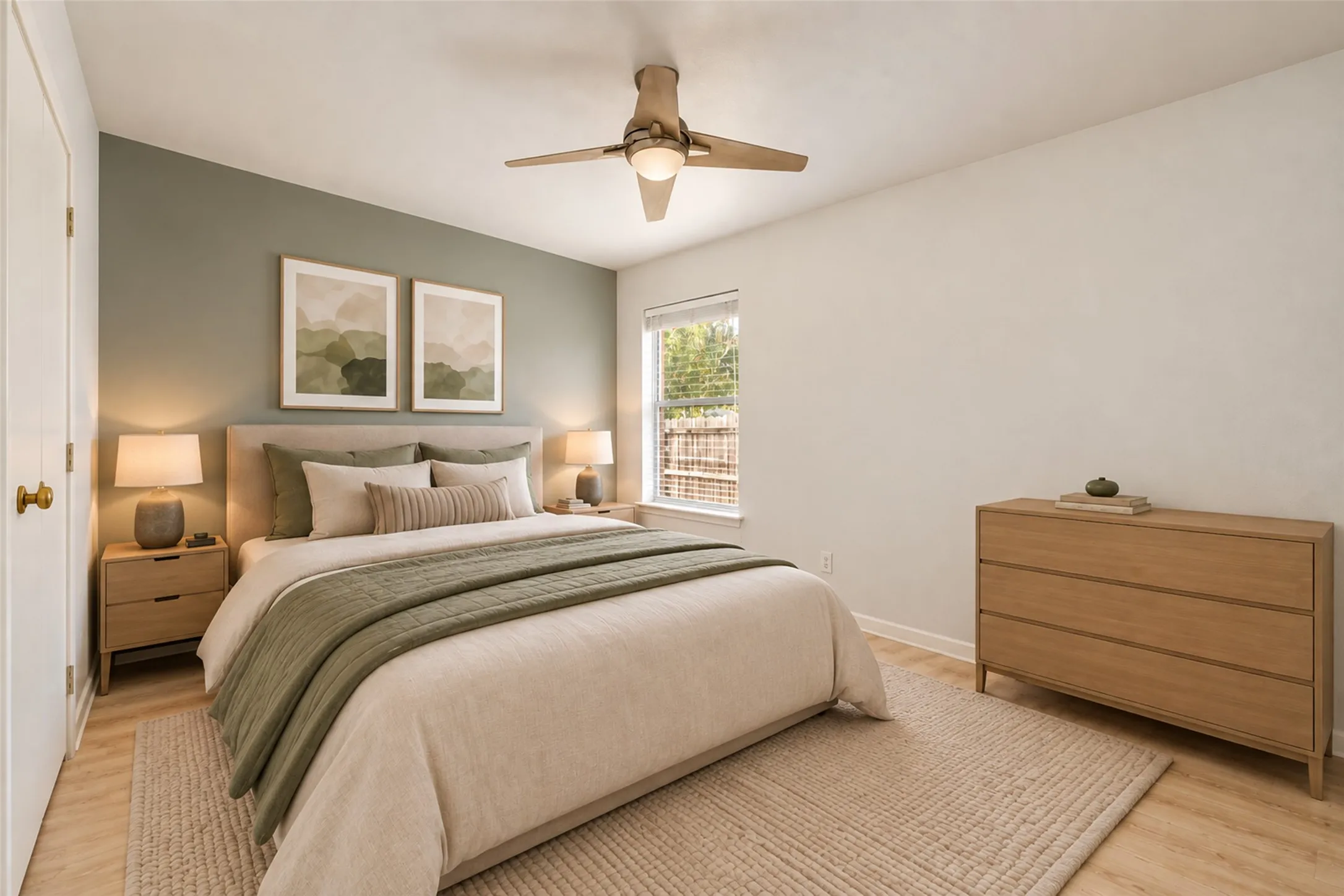 Wood-finish flooring with a neutral wall palette