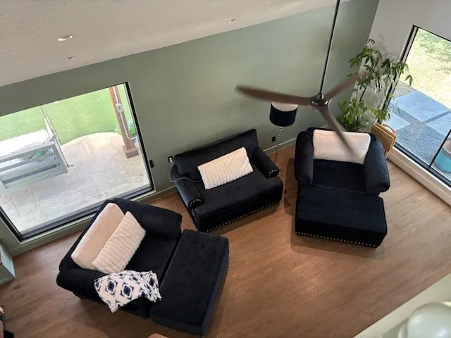Looking downstairs from the upstairs game room