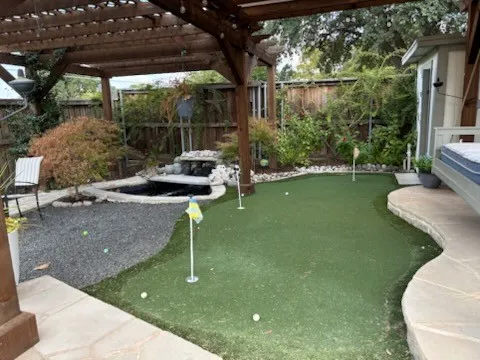 Hear the relaxing trickle of water while practicing your golf game.