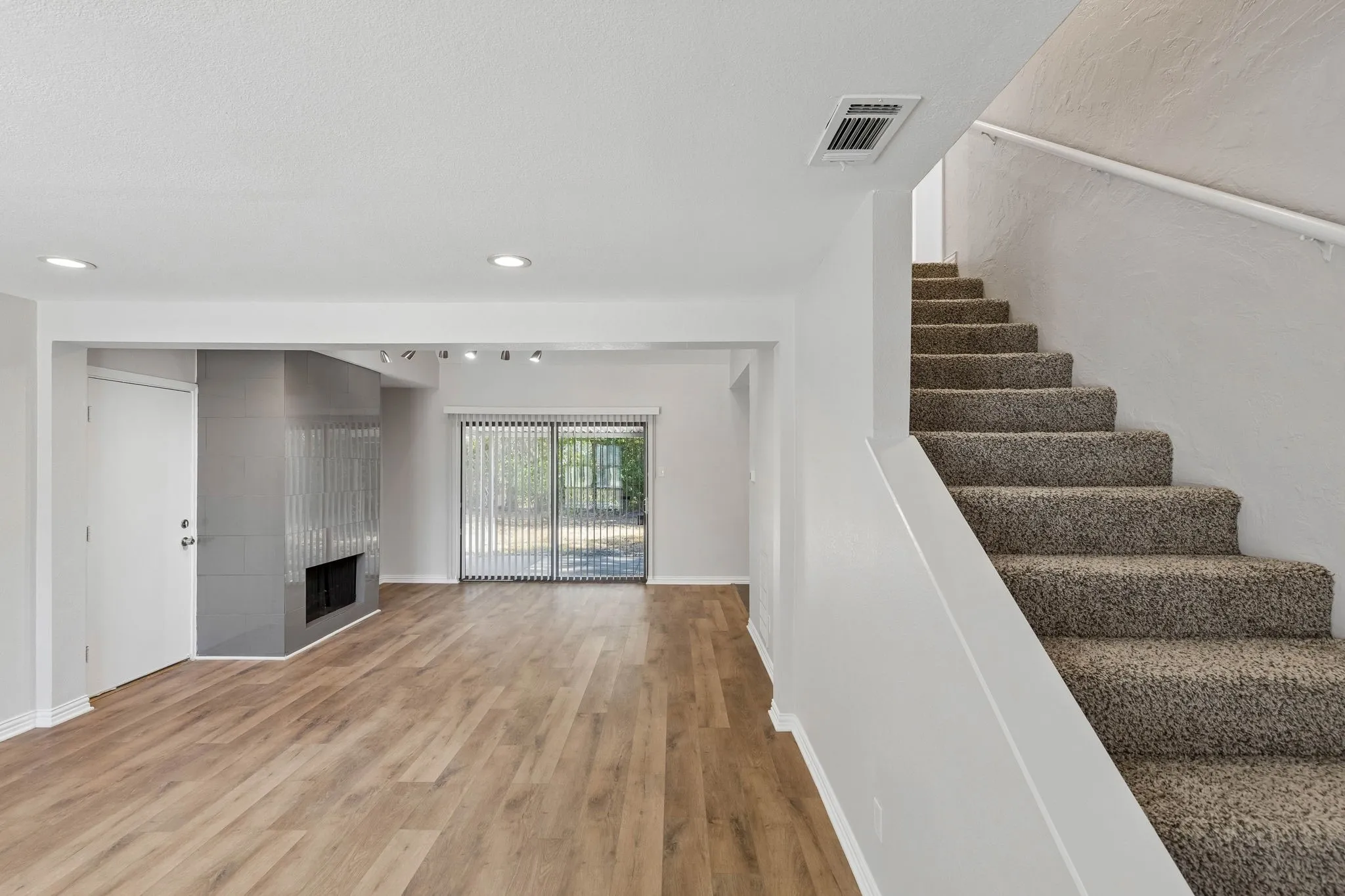 Open living and dining area