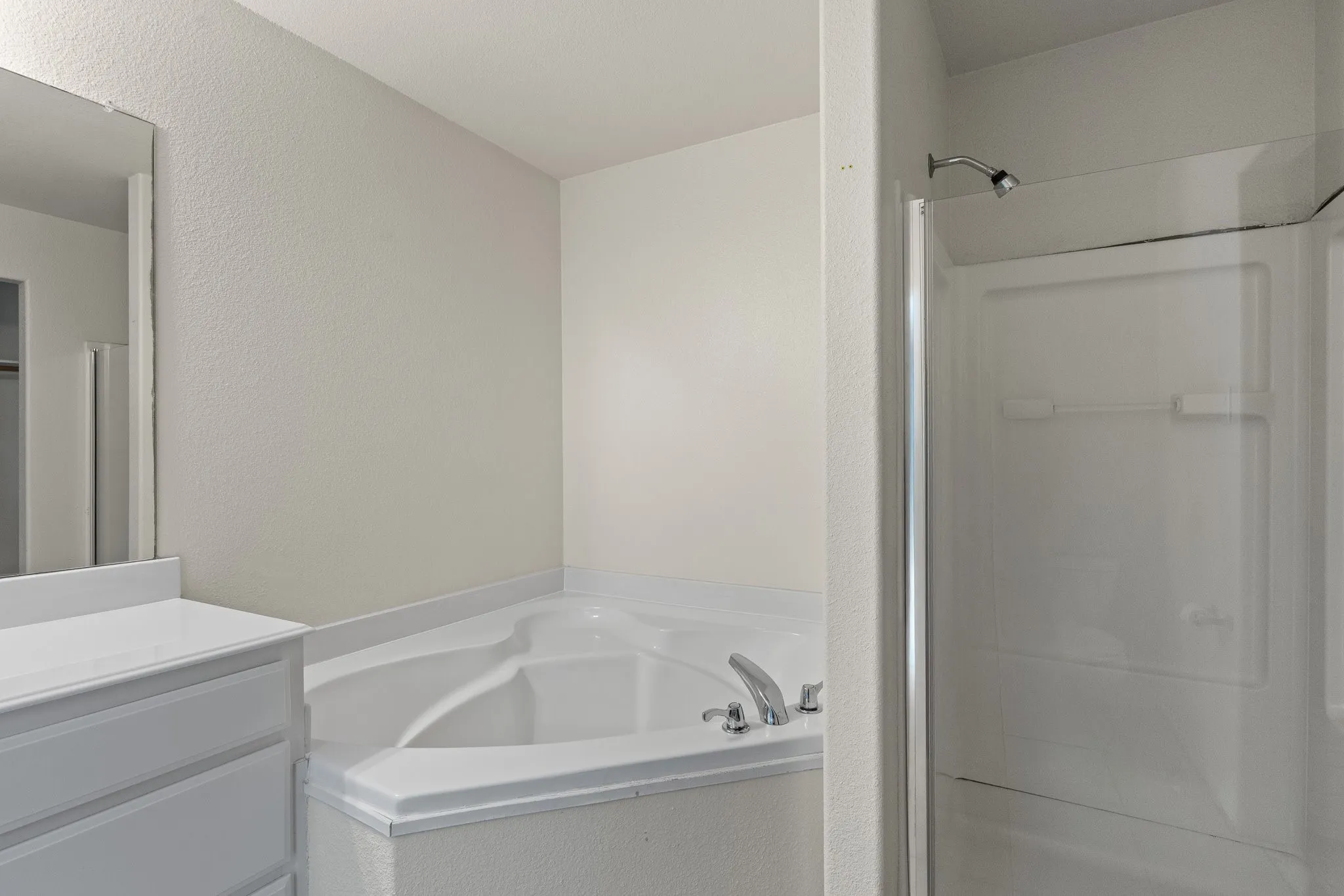 Soaking tub and separate shower