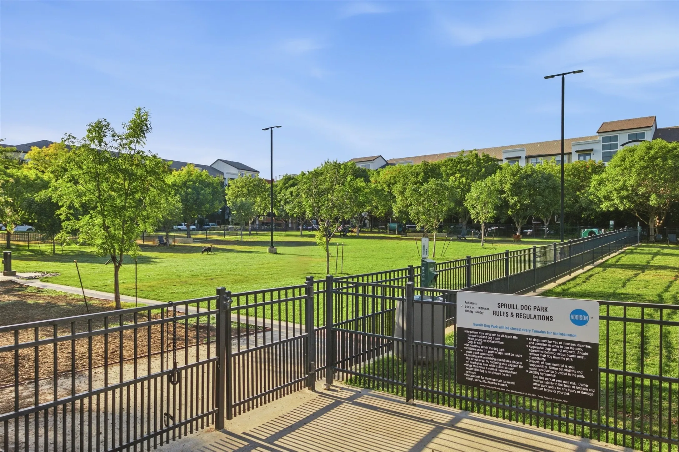 Spruill Dog Park sits around the corner on Marcus Avenue, about a block from the front door