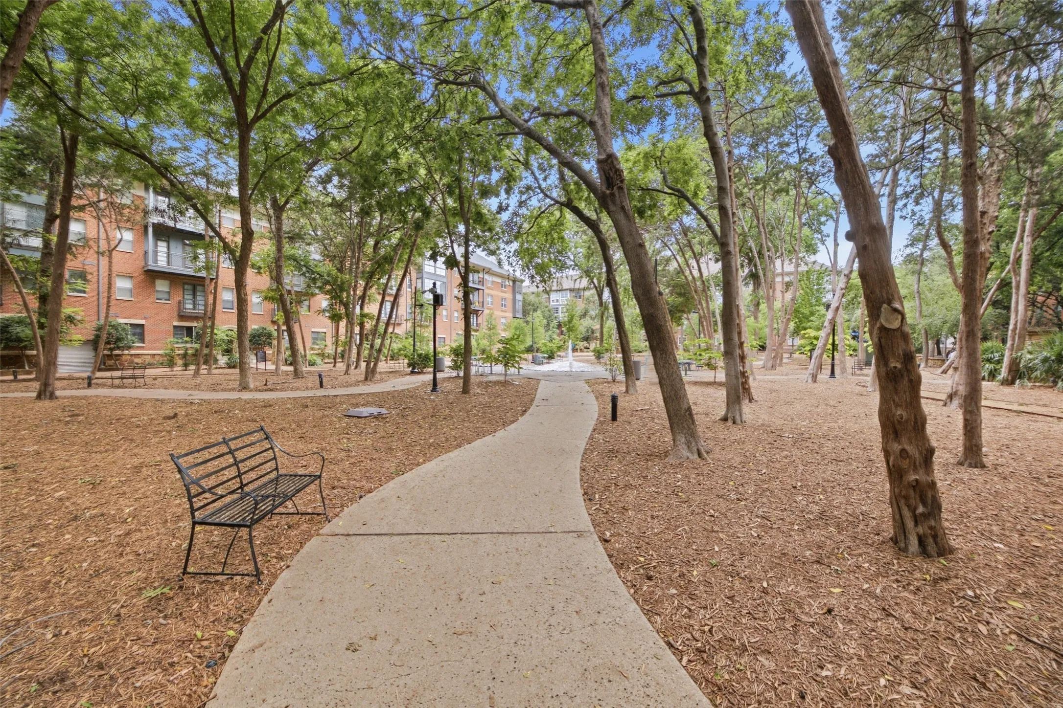 Mornings start at Bosque Park, just a 2 minute walk from your front door.