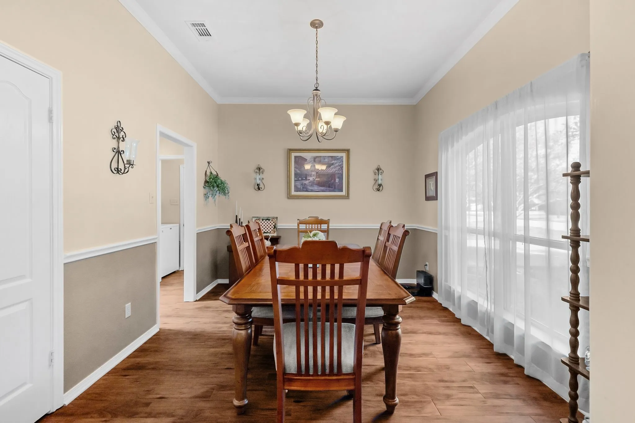 Dining room has storage closet for dishes or extra pantry items.