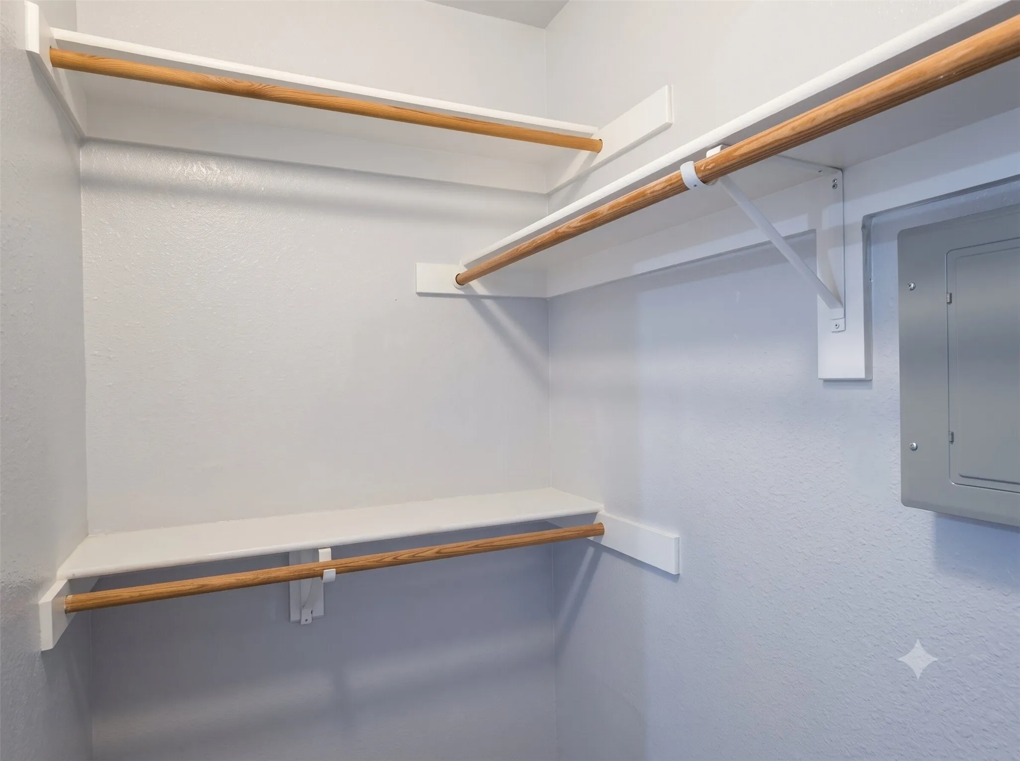 Built-in shelving with hanging rods