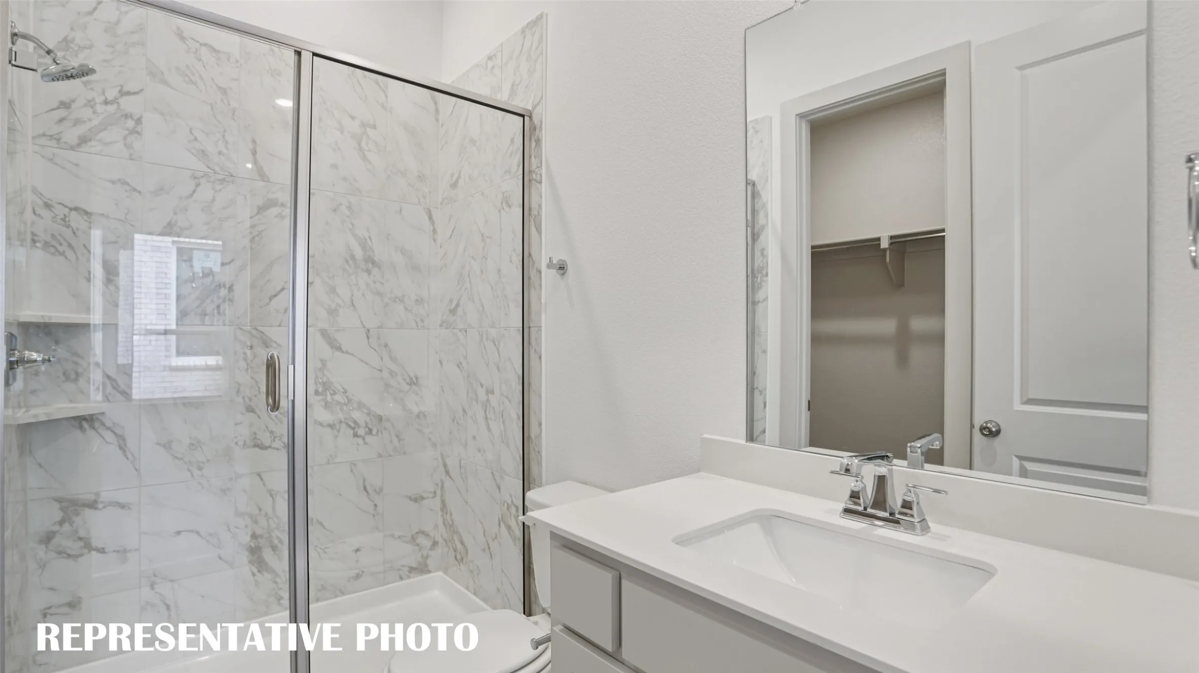 Guests will feel right at home in either of the beautifully finished guest baths in our Brice III plan.  REPRESENTATIVE PHOTO