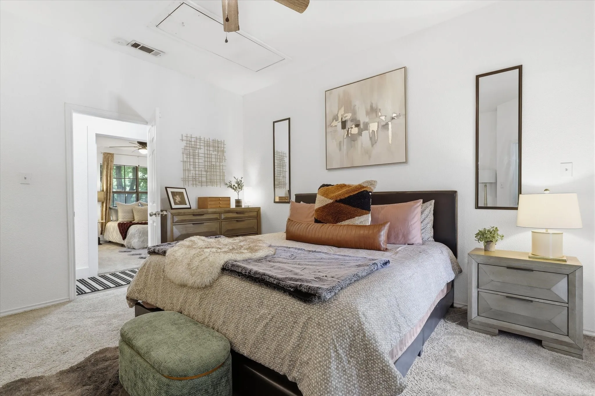 White walls with textured carpeting