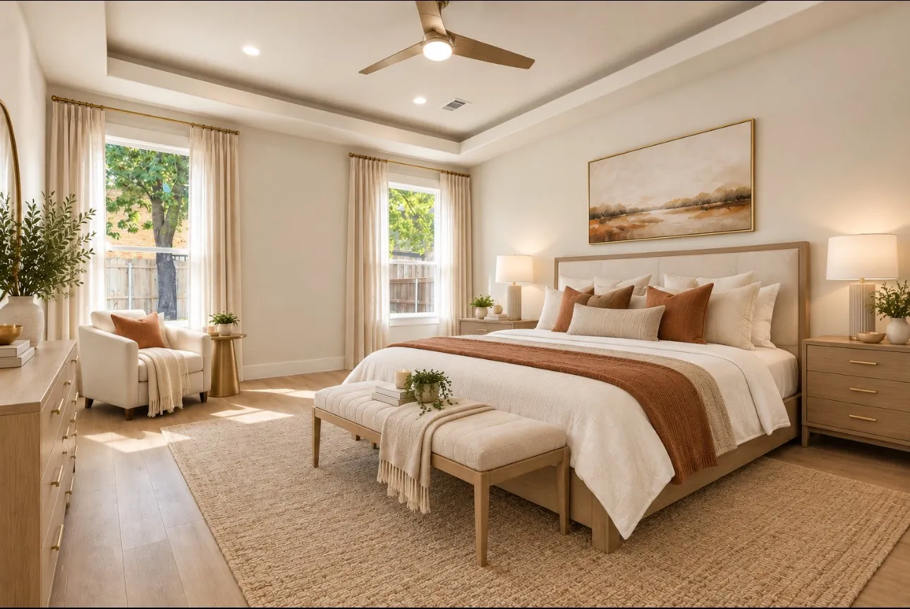 Digital staging, primary bedroom