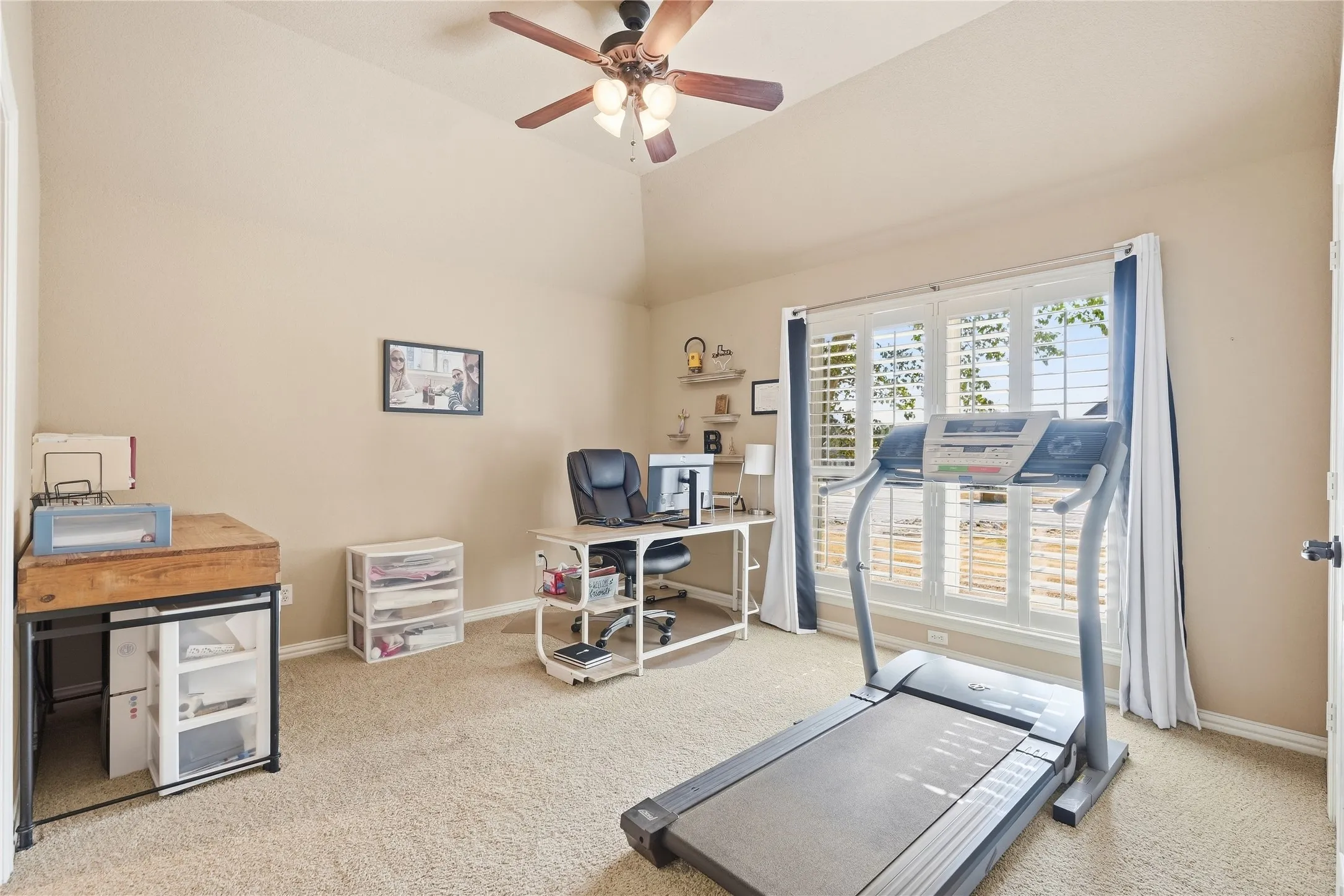 Bedroom used for office and work out, nice size closet and bathroom.