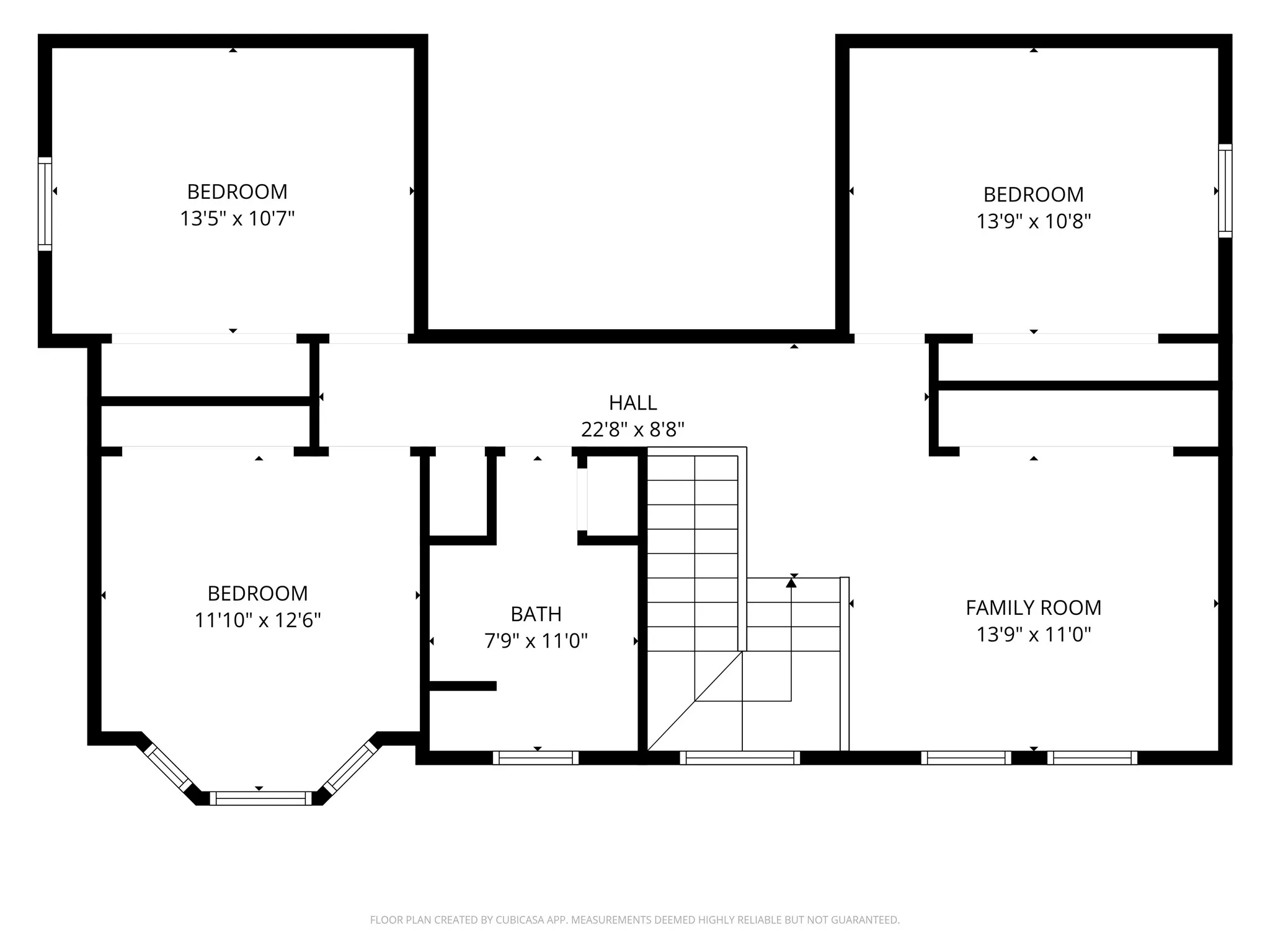 Second floor plan with room dimensions.