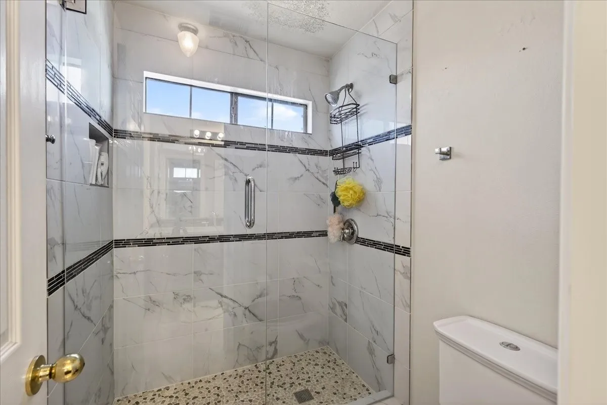 Great updated shower for the upstairs bathroom, you will love it