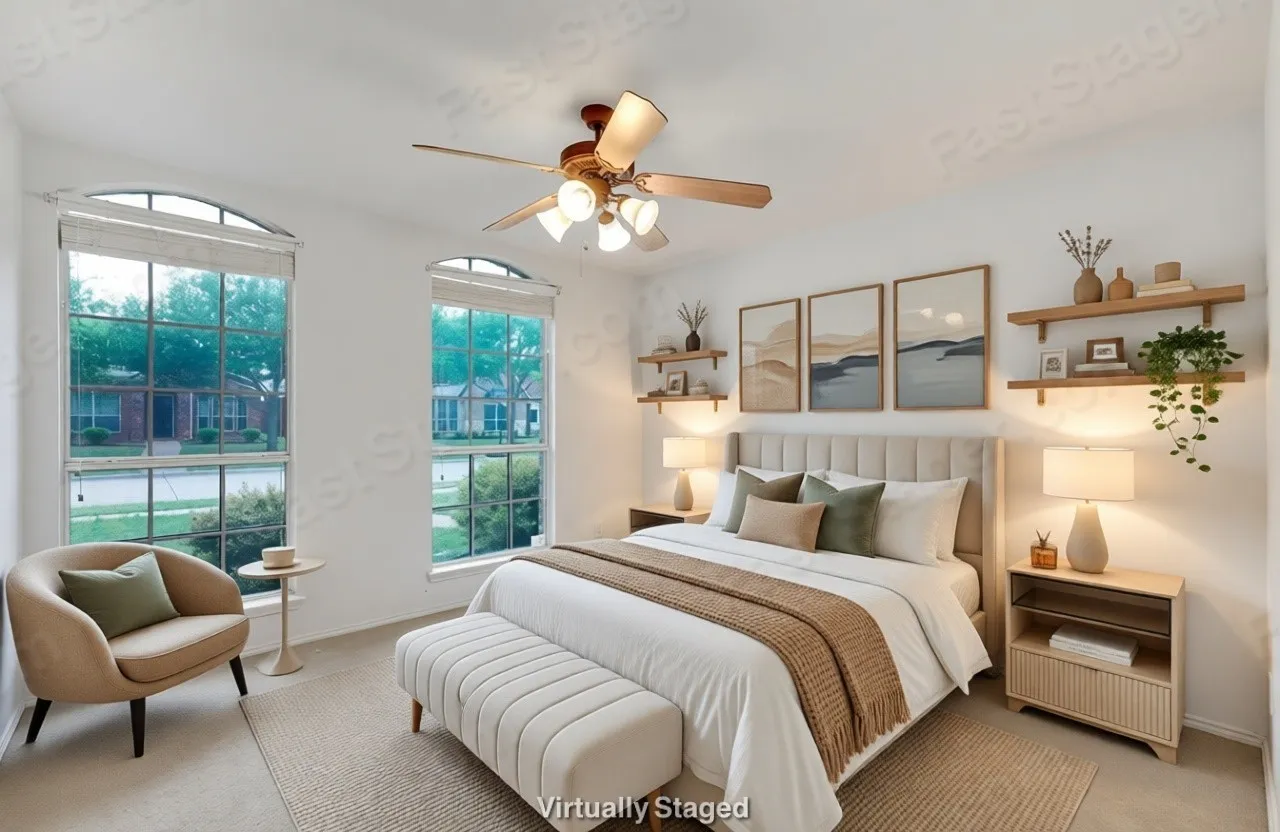 virtually staged secondary bedroom