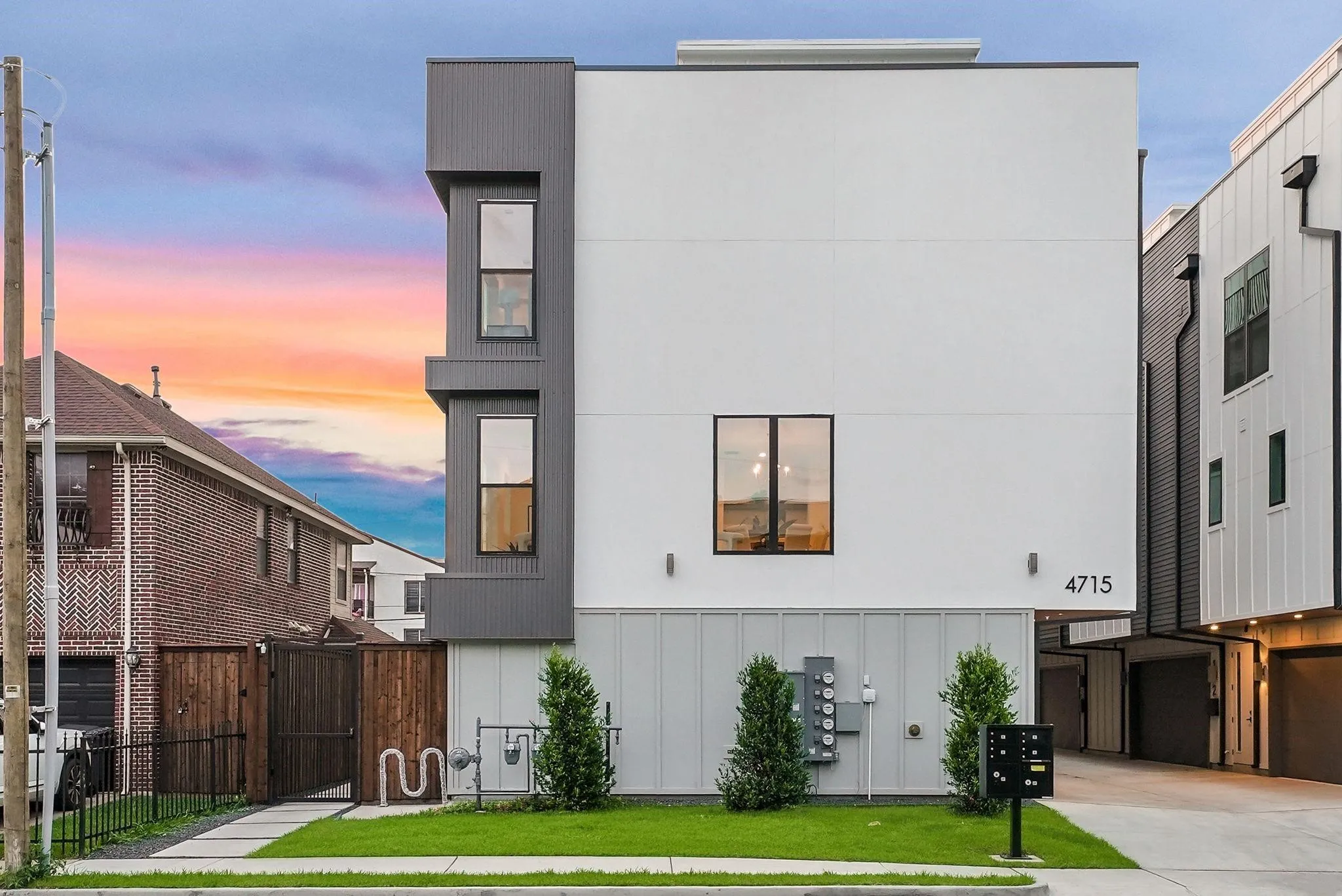 Modern exterior with a white and gray facade
