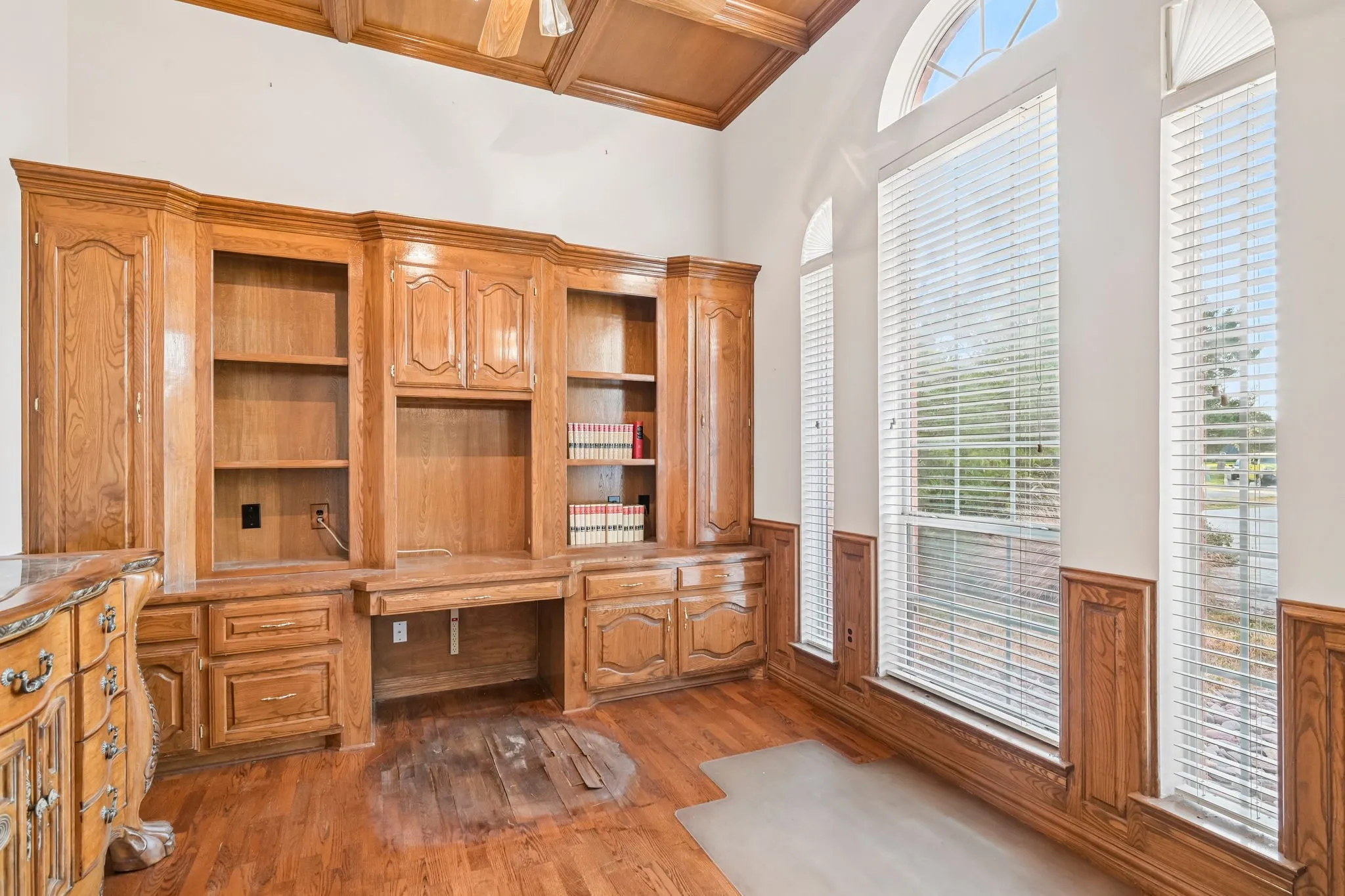 Office with built-in desk & shelves