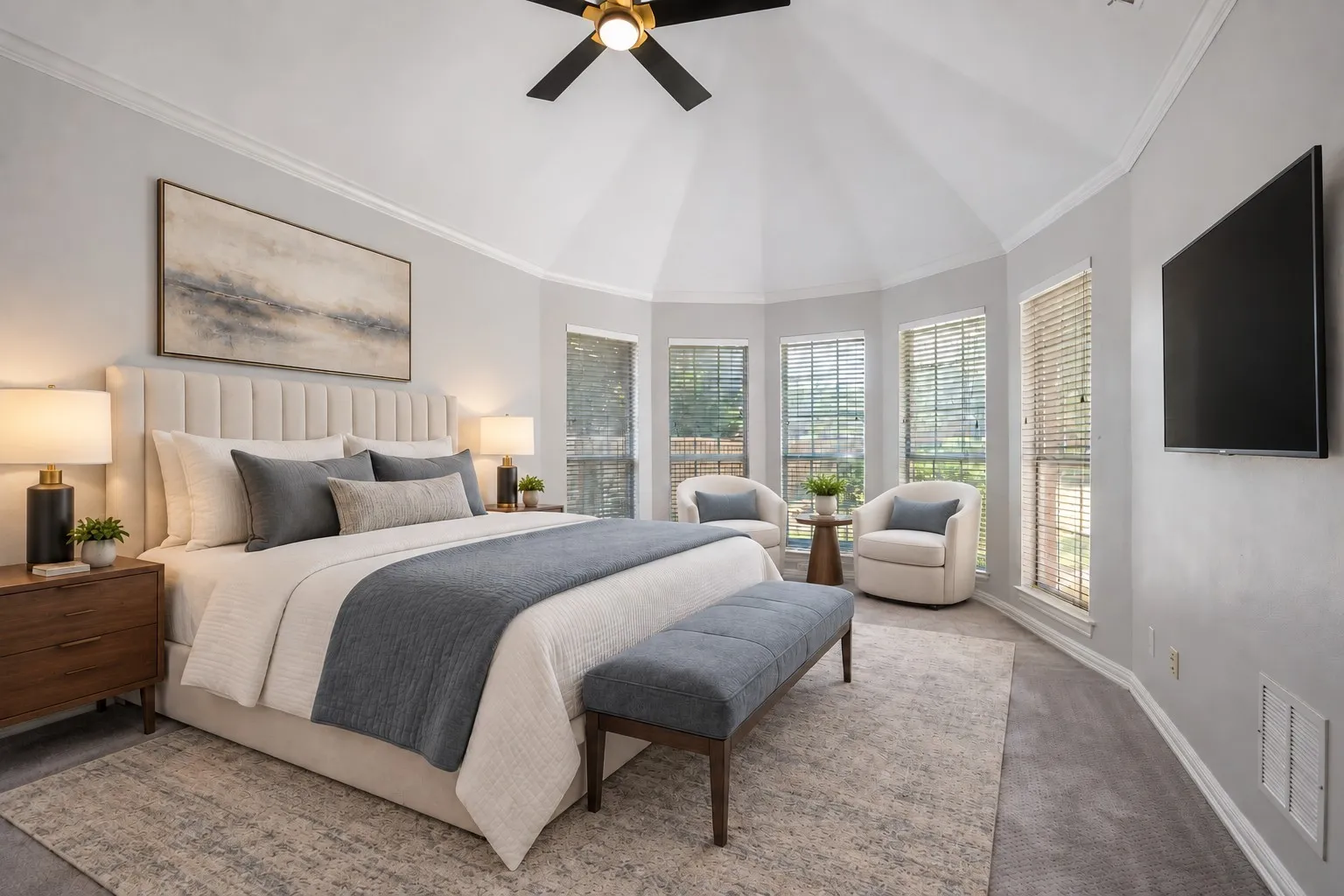 Virtually staged master bedroom