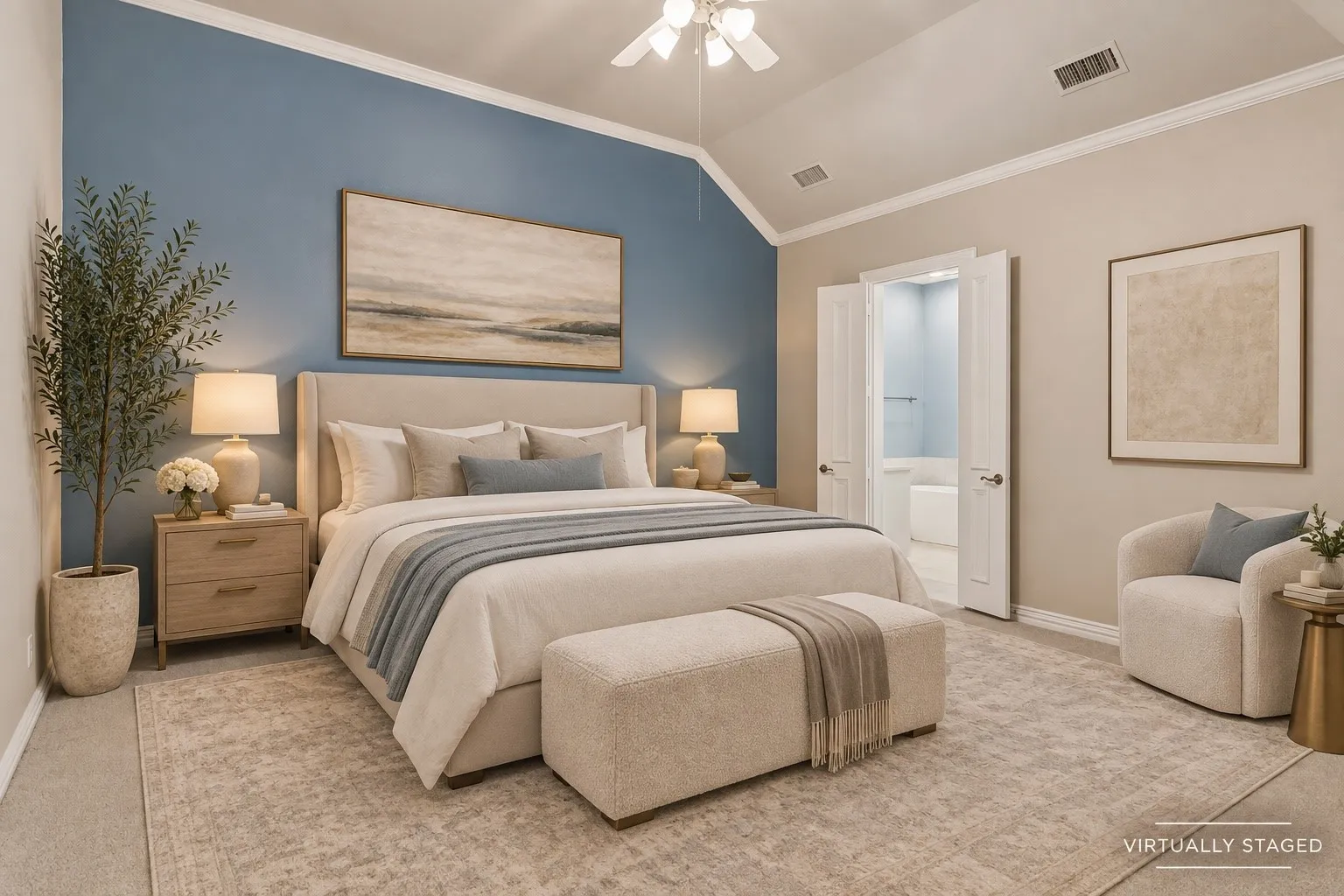 Virtually Staged Primary Bedroom