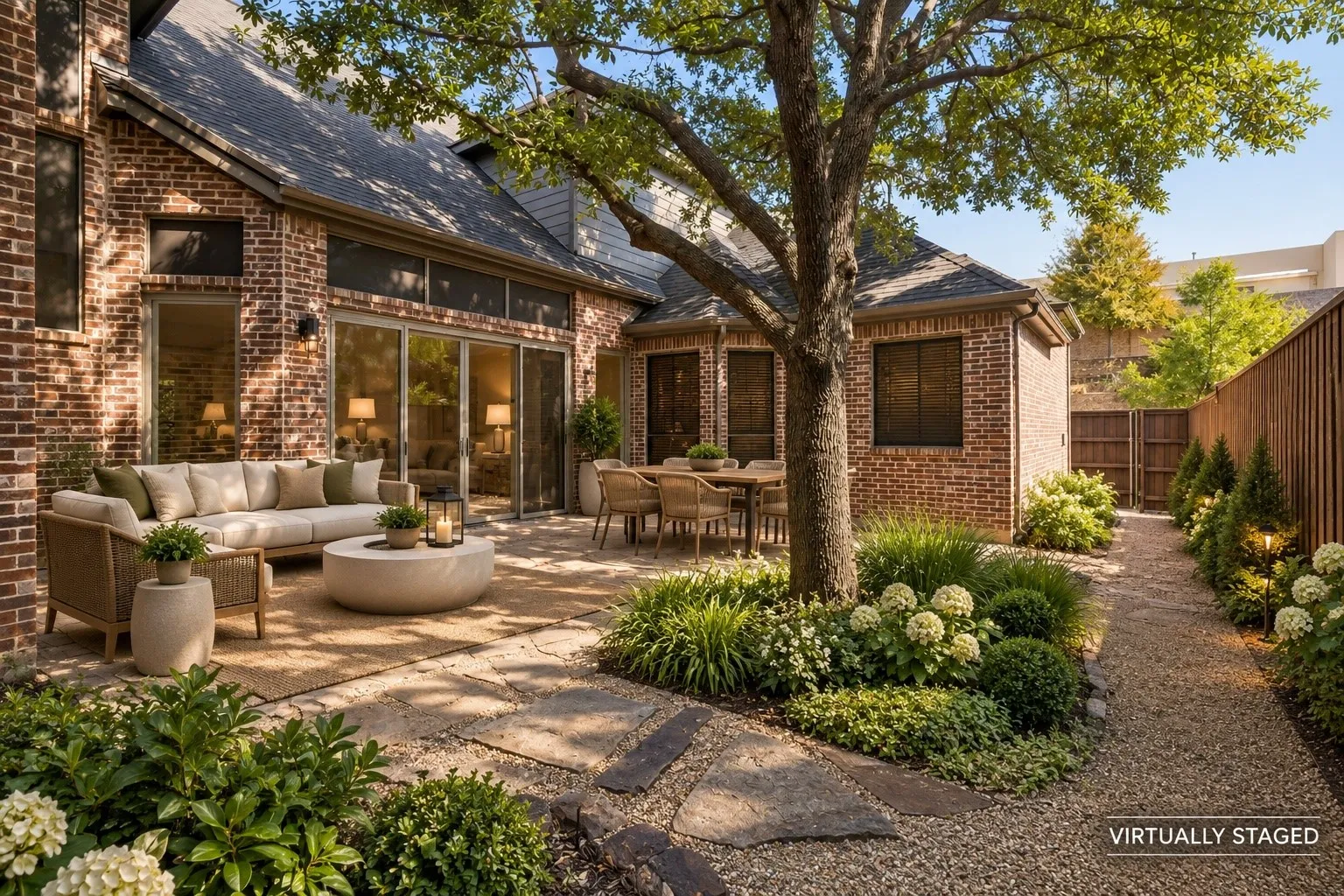 Virtually staged and landscaped to show potential