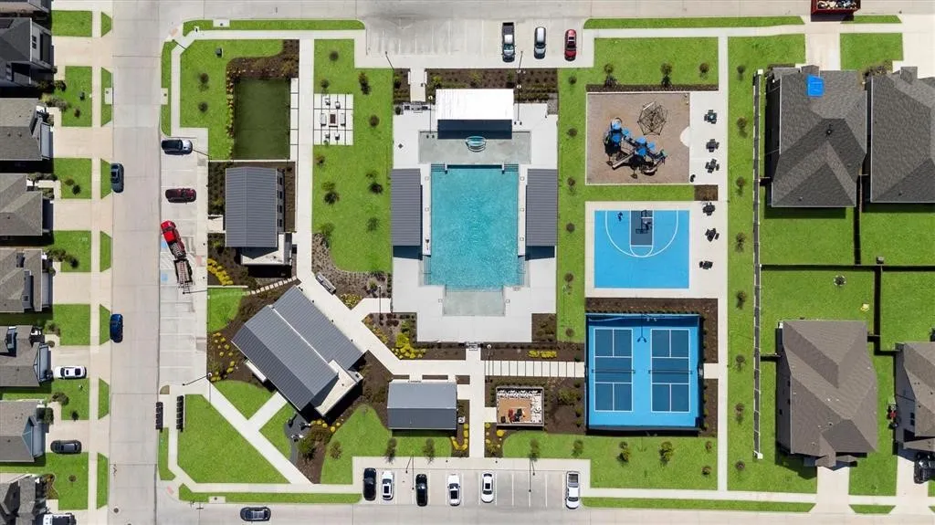 Community amenities featuring a swimming pool, basketball court, tennis courts, and playground