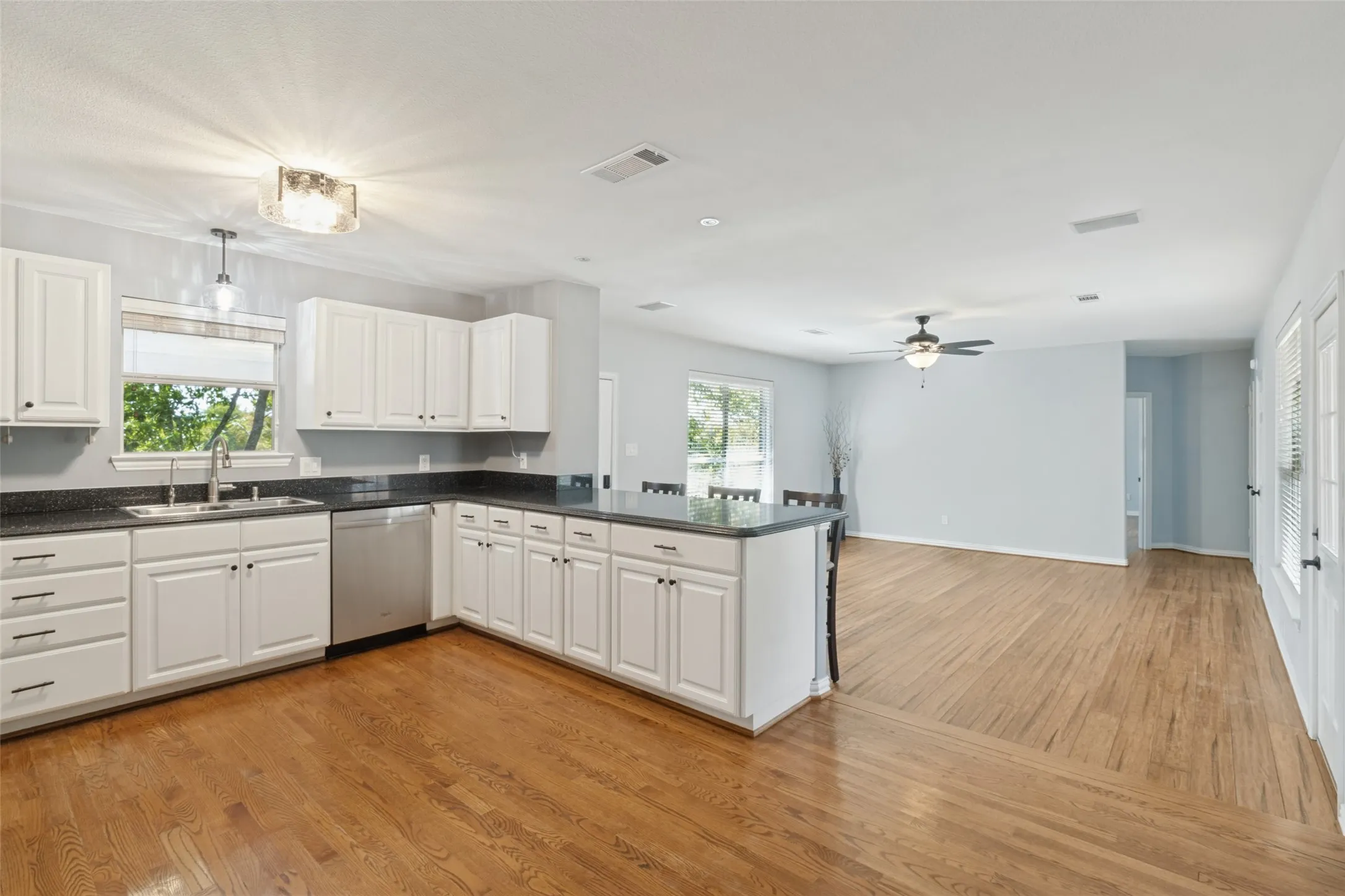 Kitchen open to the family room