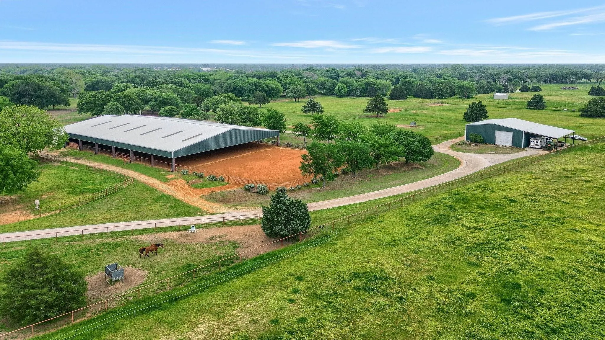Overview of rural landscape featuring agricultural land