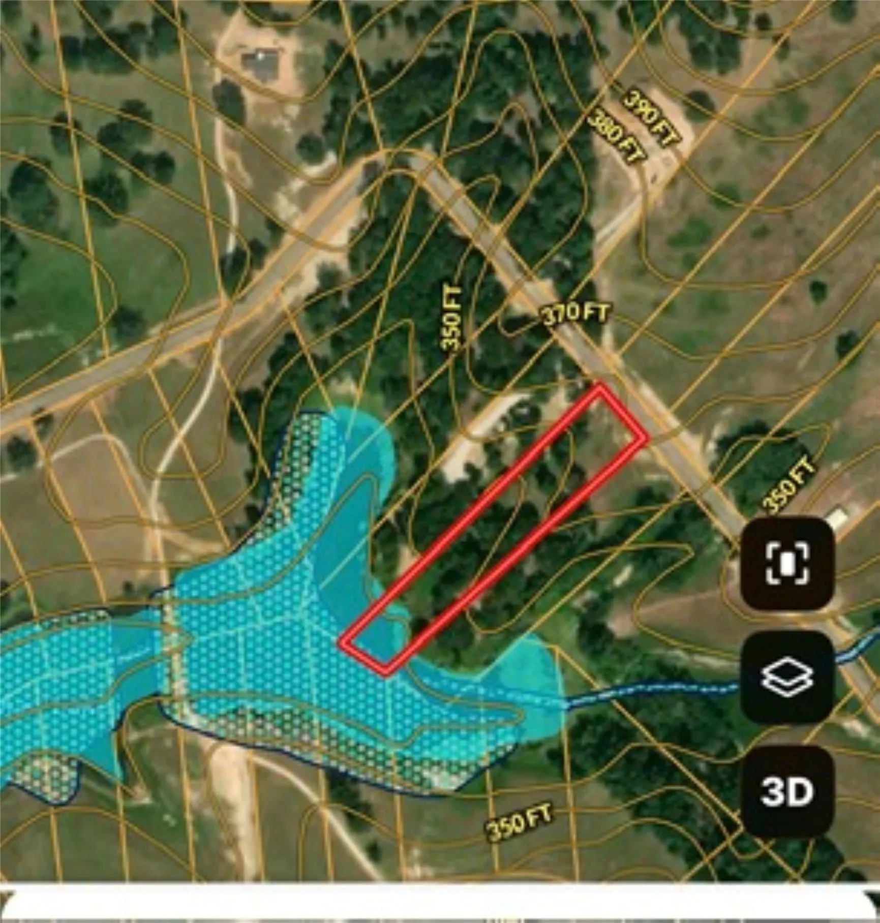 Land ID map reflecting the lake and approximate lines of the property.