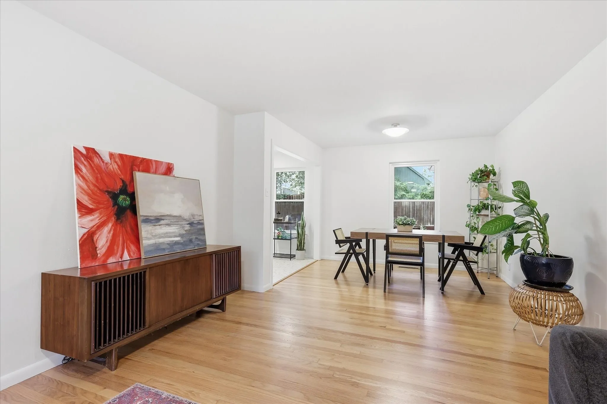 Gorgeous original oak hardwood floors are newly refinished