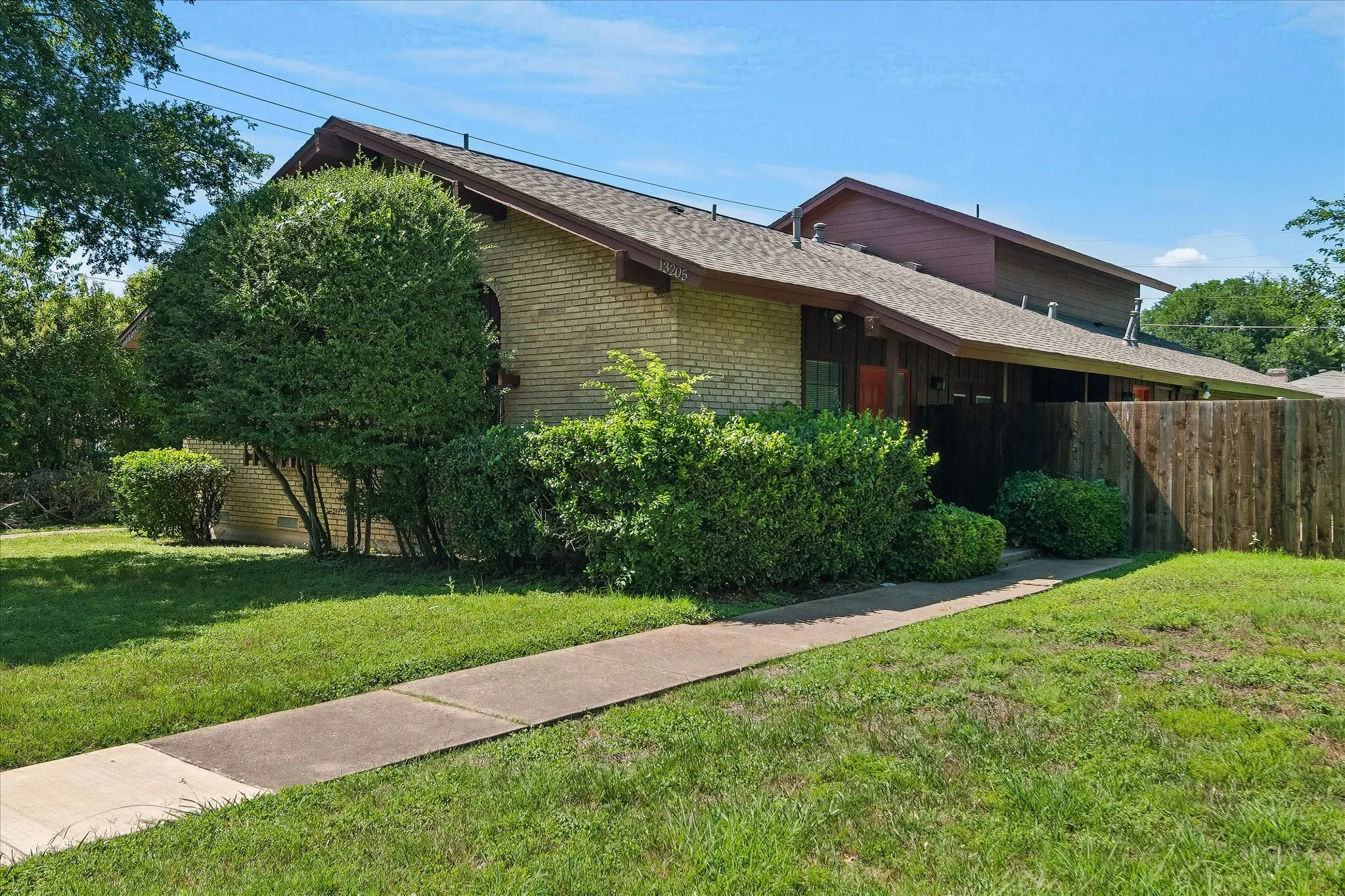 Front of house with side entry