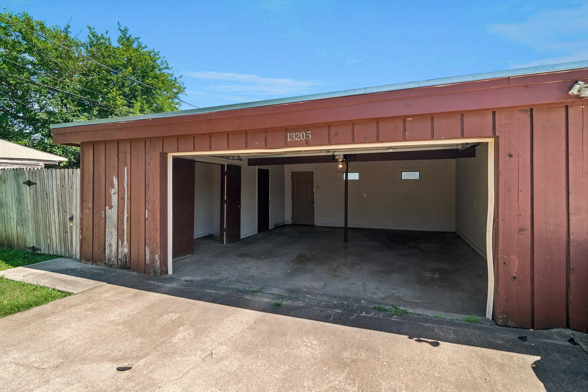 Back of rear entry garage