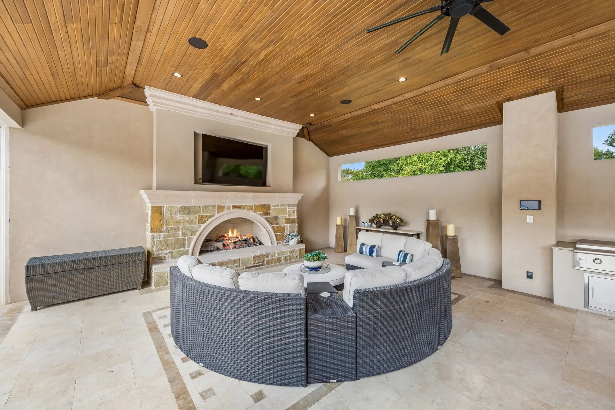 Cabana with FP, Full Kitchen Equip, Ice Maker, Griddle, Pellet Grill and More