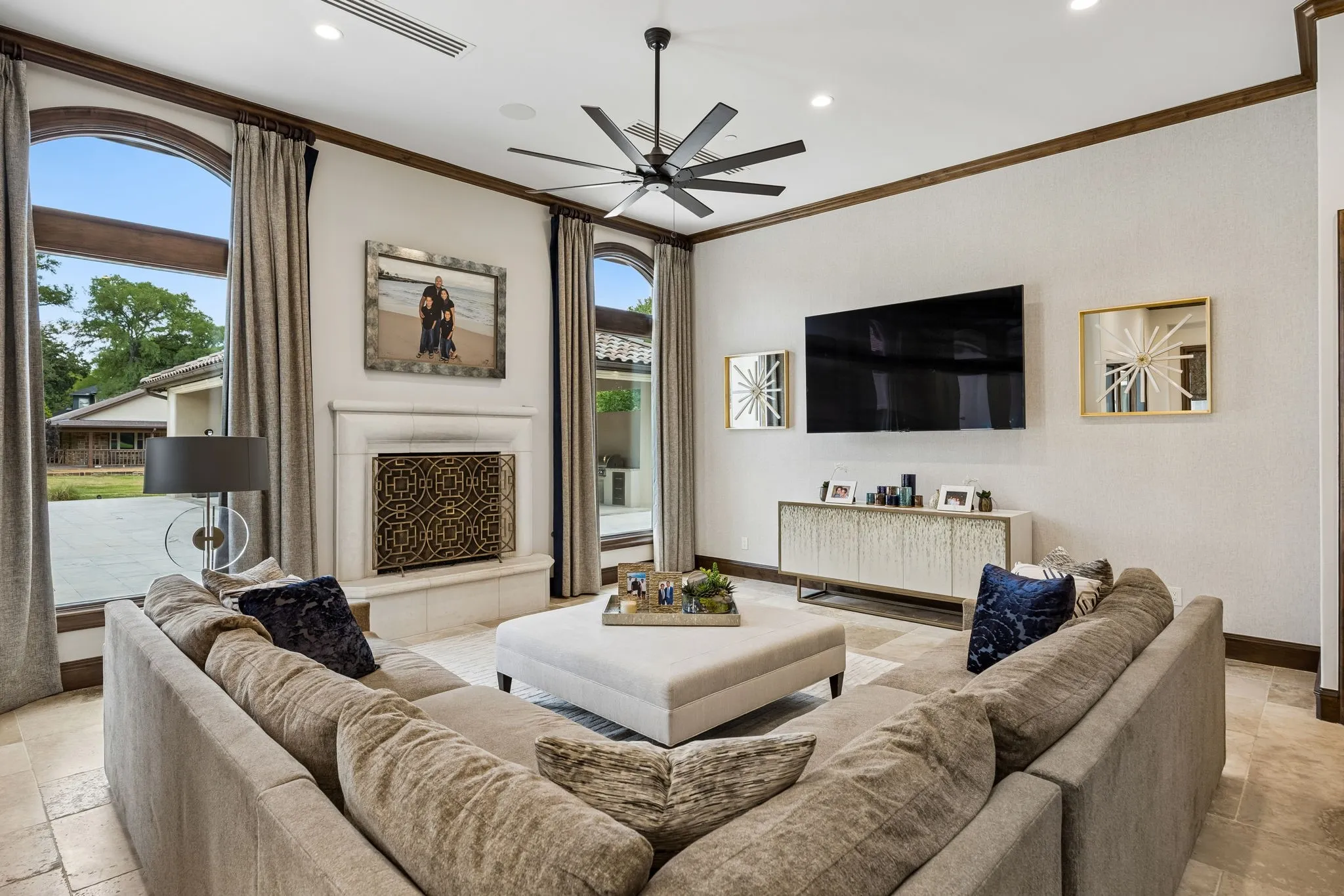 Warm Family Room overlooking the Pool Area