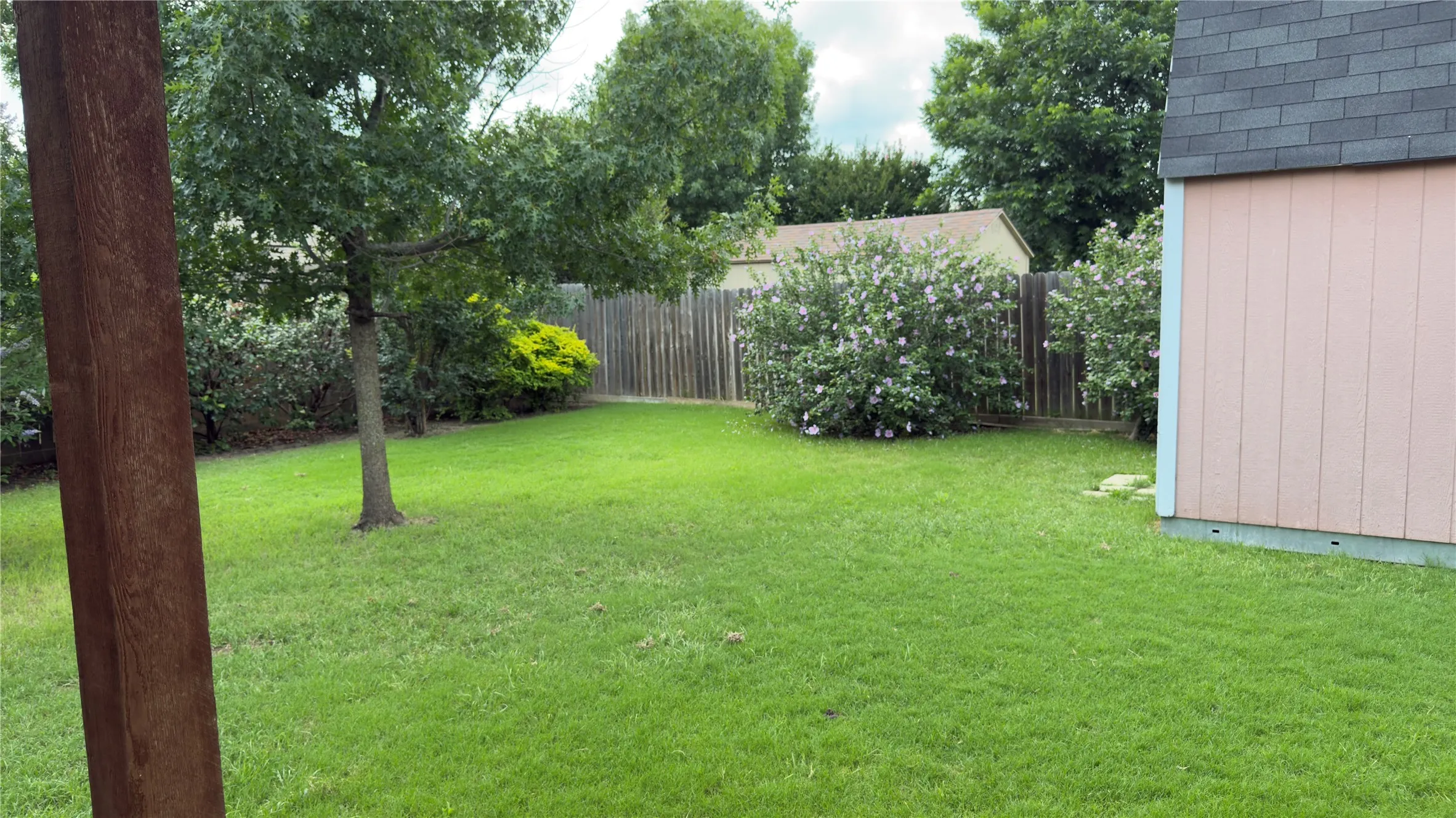 Yard in bloom in spring.