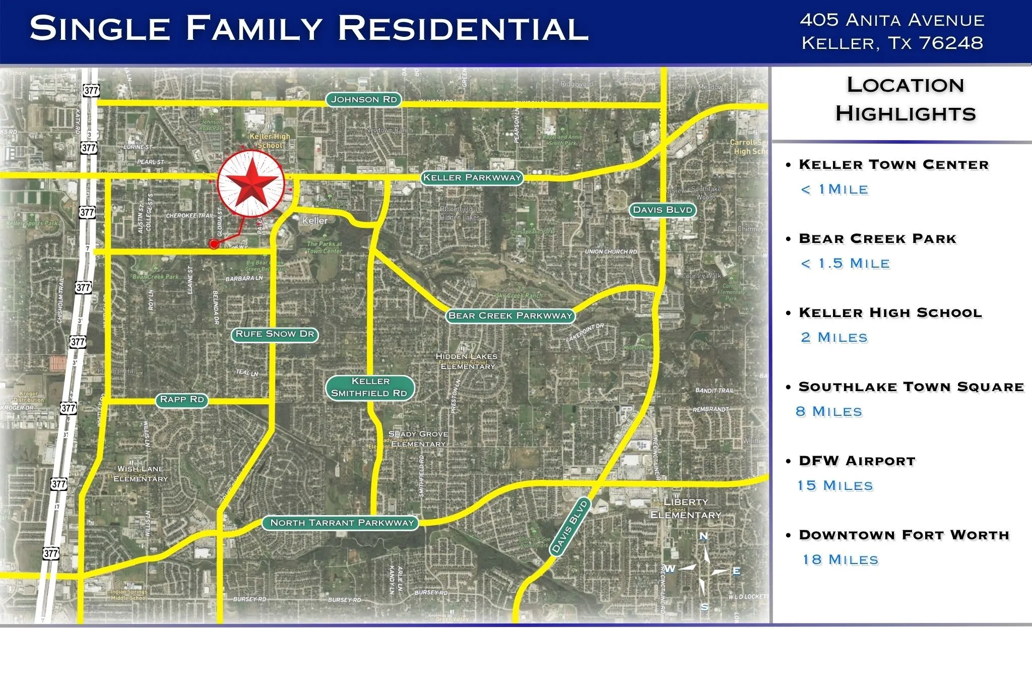 Single Family Residence For Sale in Tarrant County , 405 Anita Avenue, Keller, Texas 76248, 3 Bedroom, 2 Bathroom, 2 Garage spaces, 1,392 Sqft, built in 1978, mls#21389774, Real Estate Agent in Keller, Homes For Sale in Tarrant county, Homes For Sale in Keller, Realtor in Keller Texas, Real Estate Brokerage Independent Realty Texas, Luminita Cordes Realtor