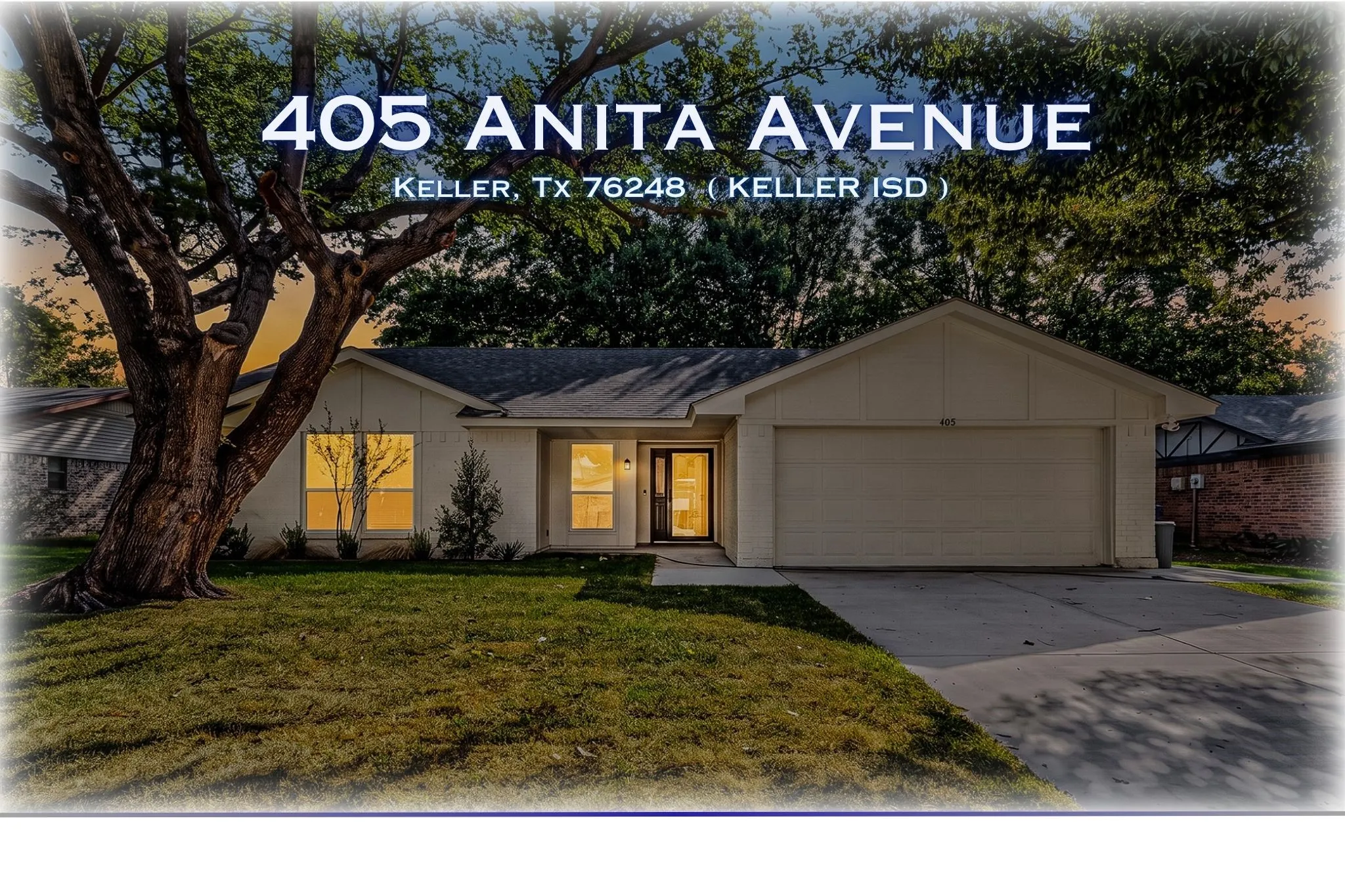 Single Family Residence For Sale in Tarrant County , 405 Anita Avenue, Keller, Texas 76248, 3 Bedroom, 2 Bathroom, 2 Garage spaces, 1,392 Sqft, built in 1978, mls#21389774, Real Estate Agent in Keller, Homes For Sale in Tarrant county, Homes For Sale in Keller, Realtor in Keller Texas, Real Estate Brokerage Independent Realty Texas, Luminita Cordes Realtor