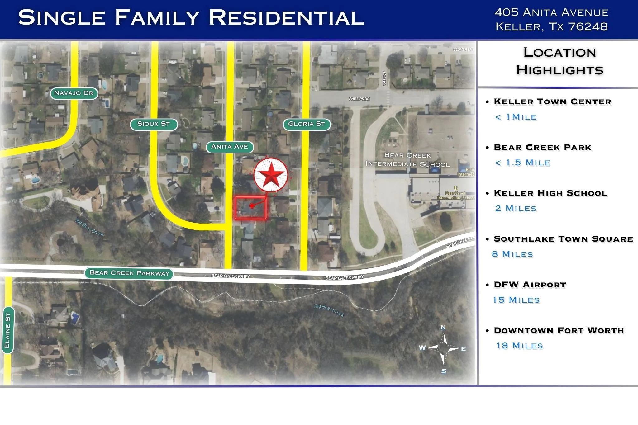 Single Family Residence For Sale in Tarrant County , 405 Anita Avenue, Keller, Texas 76248, 3 Bedroom, 2 Bathroom, 2 Garage spaces, 1,392 Sqft, built in 1978, mls#21389774, Real Estate Agent in Keller, Homes For Sale in Tarrant county, Homes For Sale in Keller, Realtor in Keller Texas, Real Estate Brokerage Independent Realty Texas, Luminita Cordes Realtor