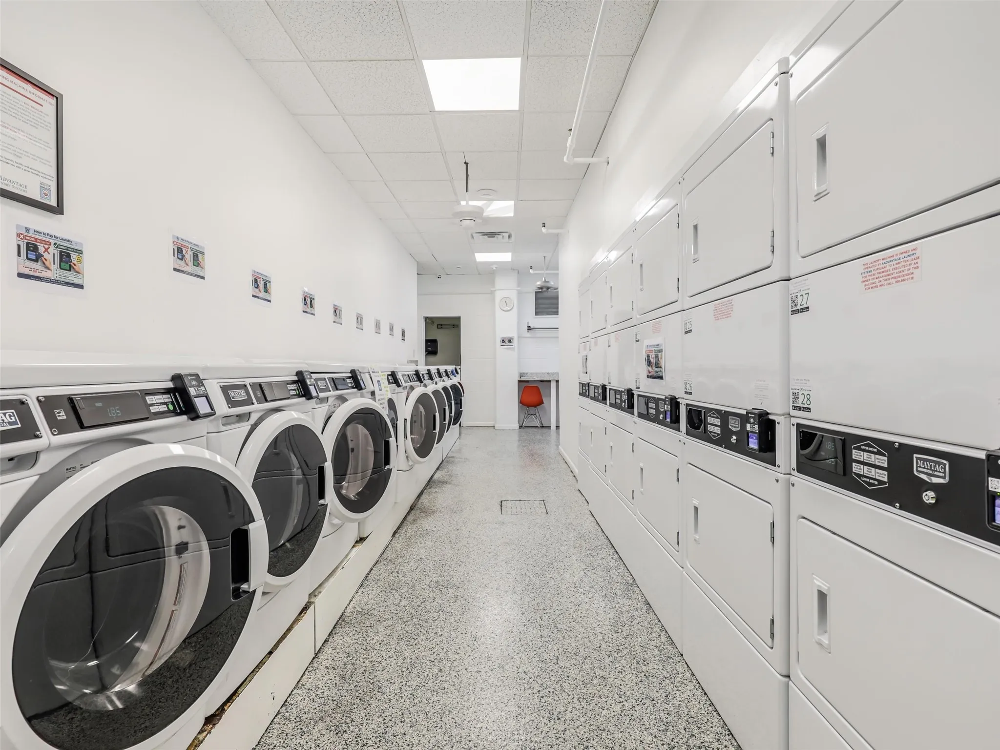 There is a full laundry room in the building if you want to launder outside of your unit. You can even get concierge drop off and delivery service is available for an additional fee per use!